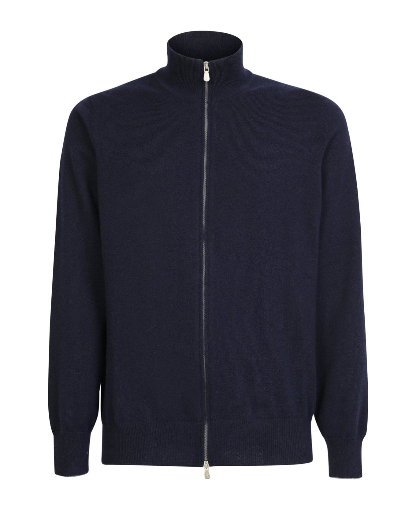 Brunello Cucinelli Zipped Knitted Cardigan - Navy