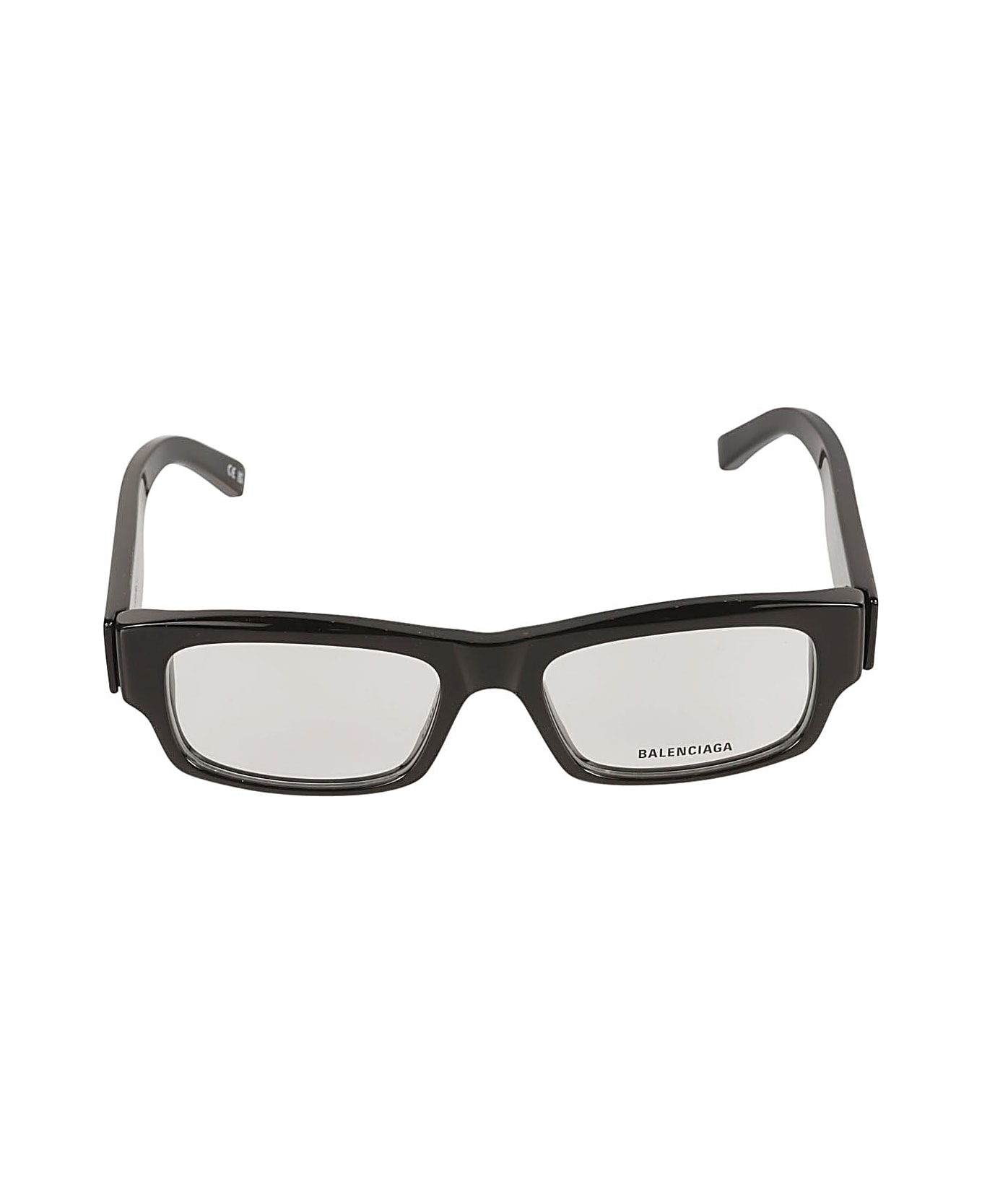 Balenciaga Eyewear Logo Sided Rectangular Frame Glasses - Black/Transparent
