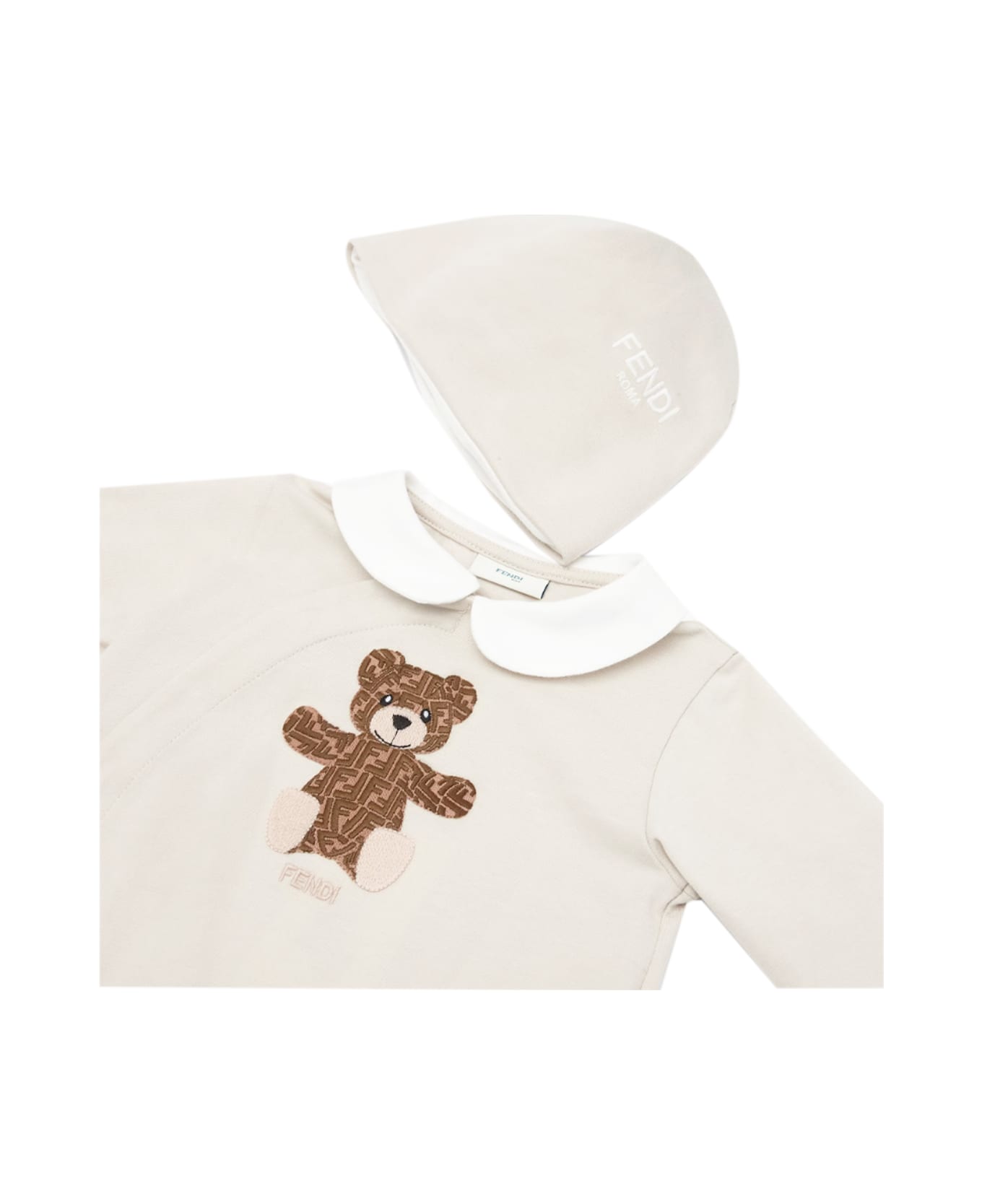 Fendi Onesie And Hat - Beige