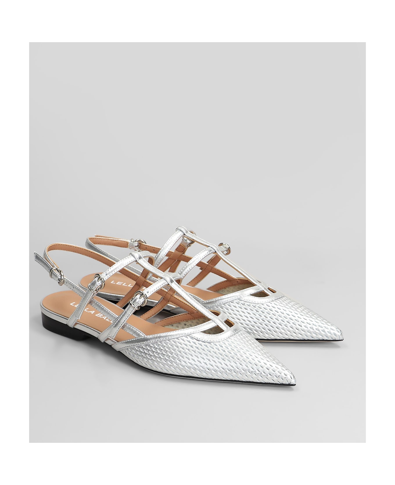 Lella Baldi Ballet Flats In Silver Leather - silver