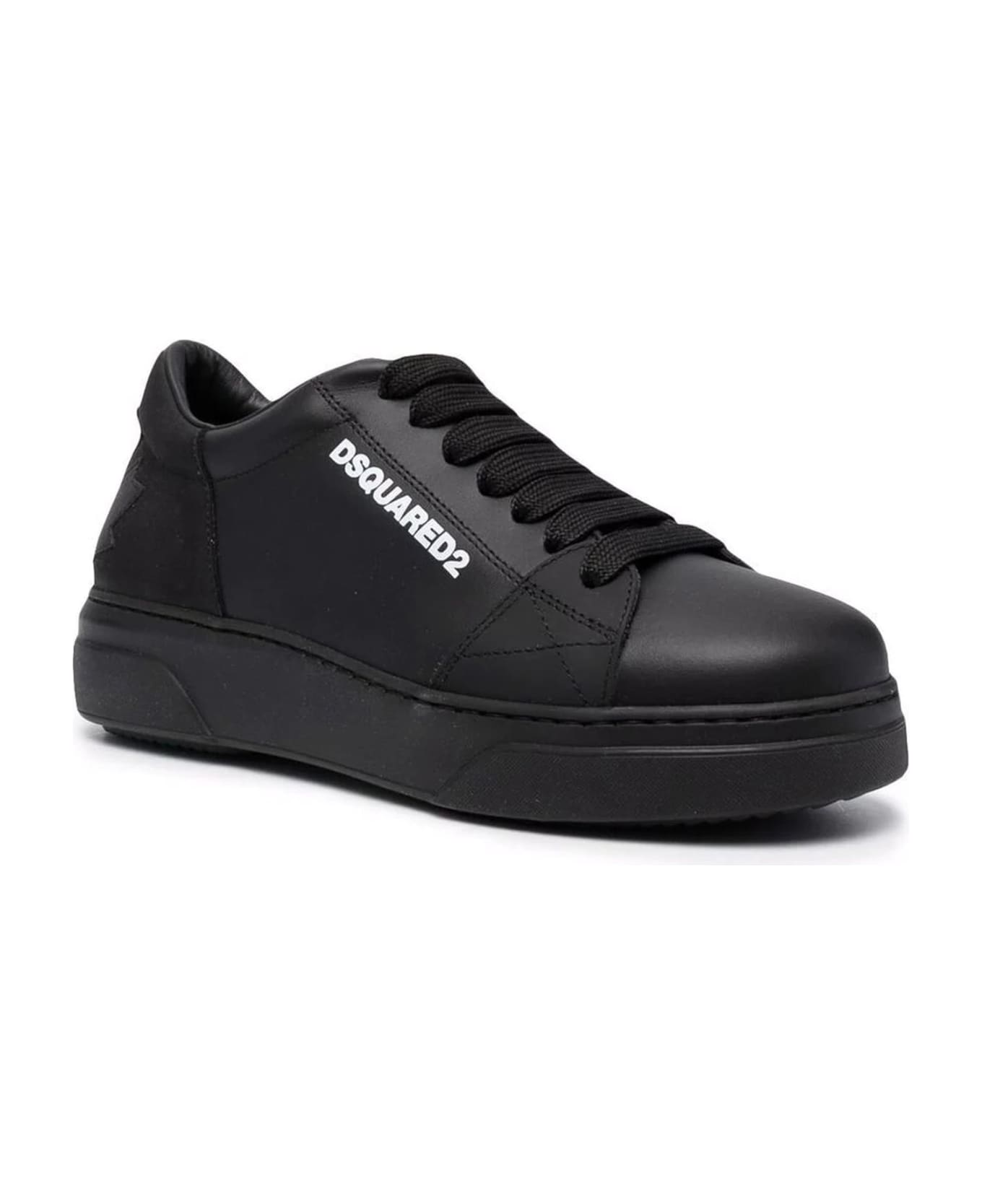 Dsquared2 Black Leather Sneakers - Black スニーカー