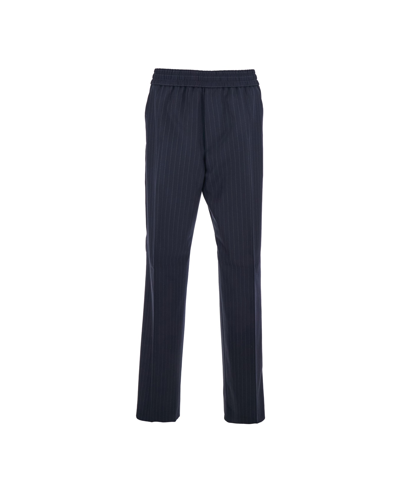 Golden Goose Blue Trousers With Pinstripe Motif In Wool Blend Man - Blu