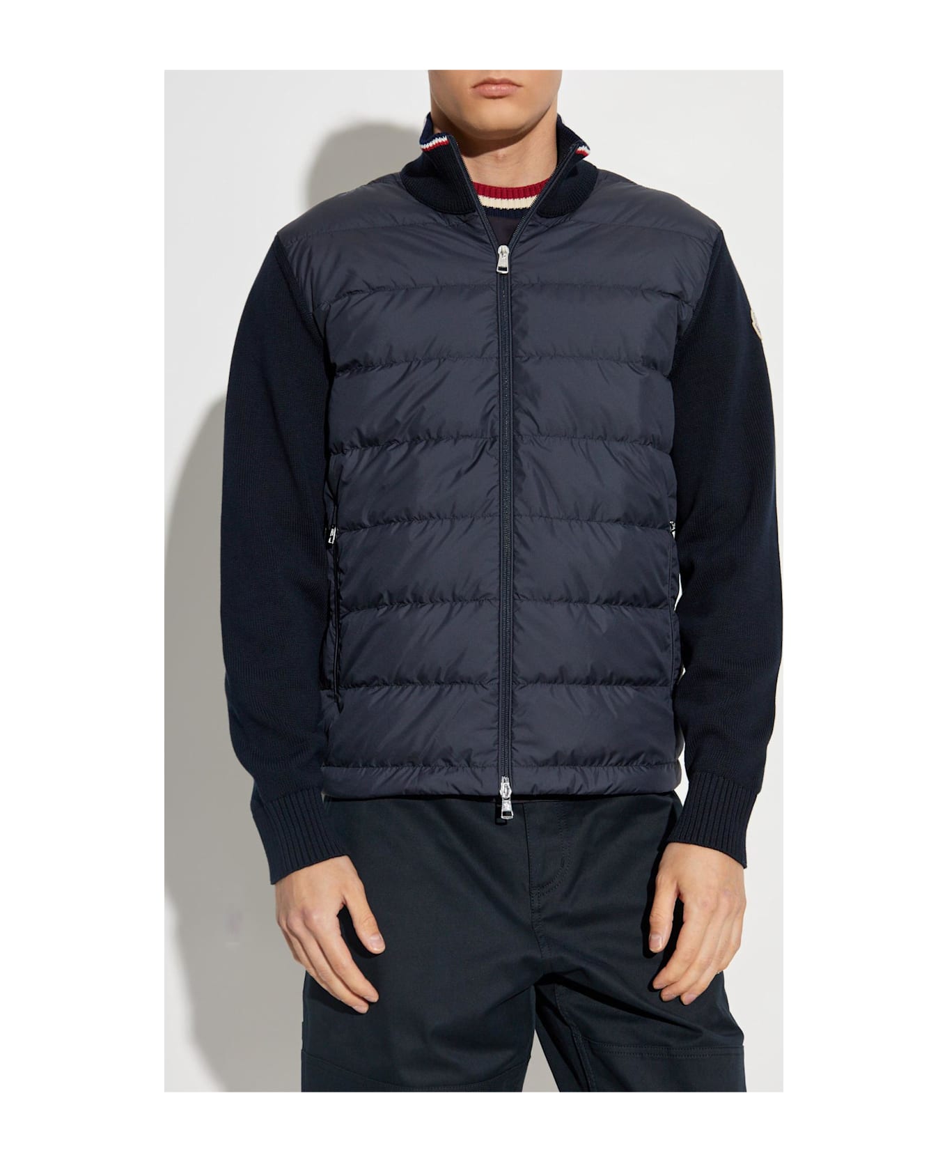 Moncler Cardigan With Down Insert - BLUE