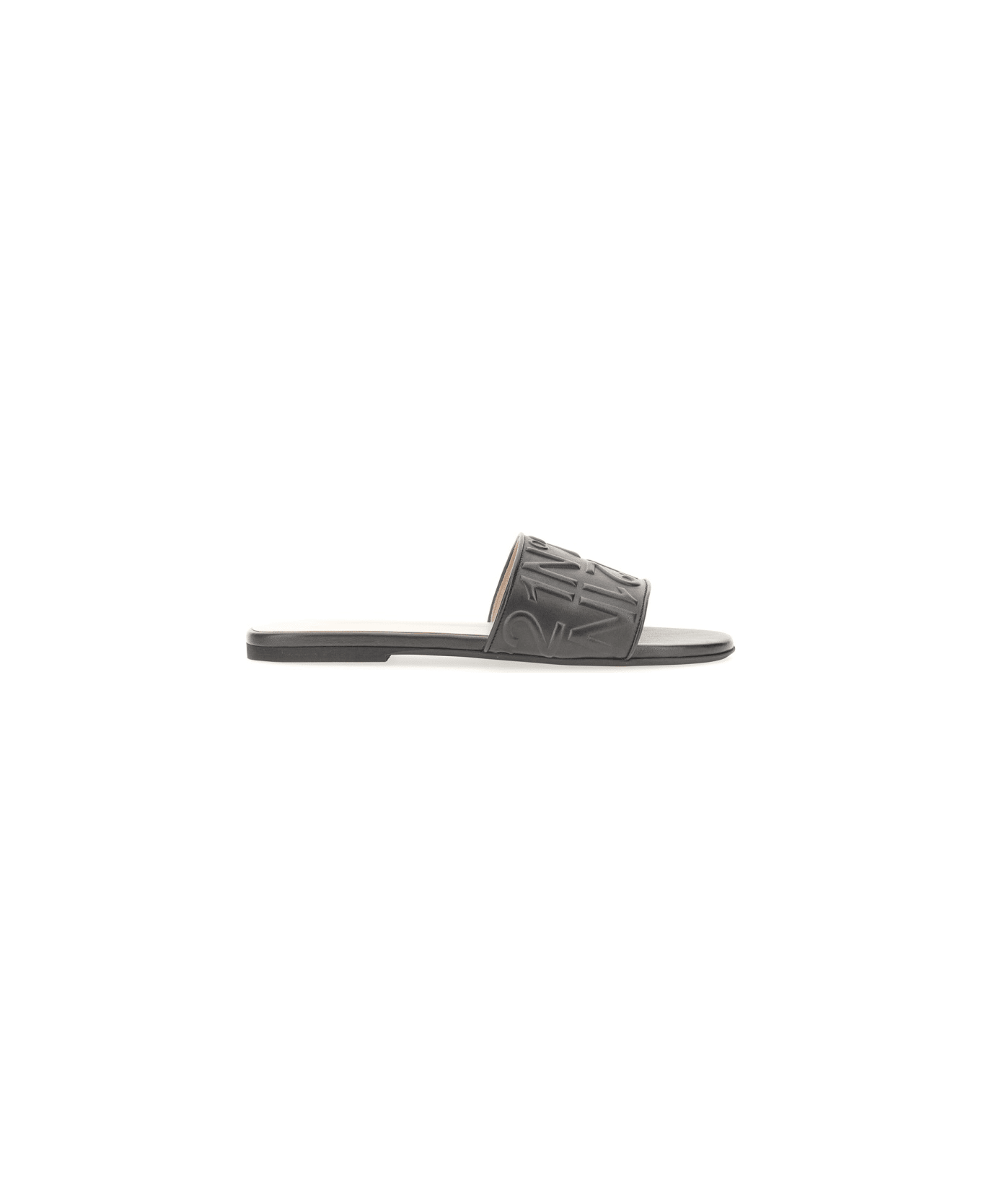 N.21 Slide Sandal With Logo - BLACK