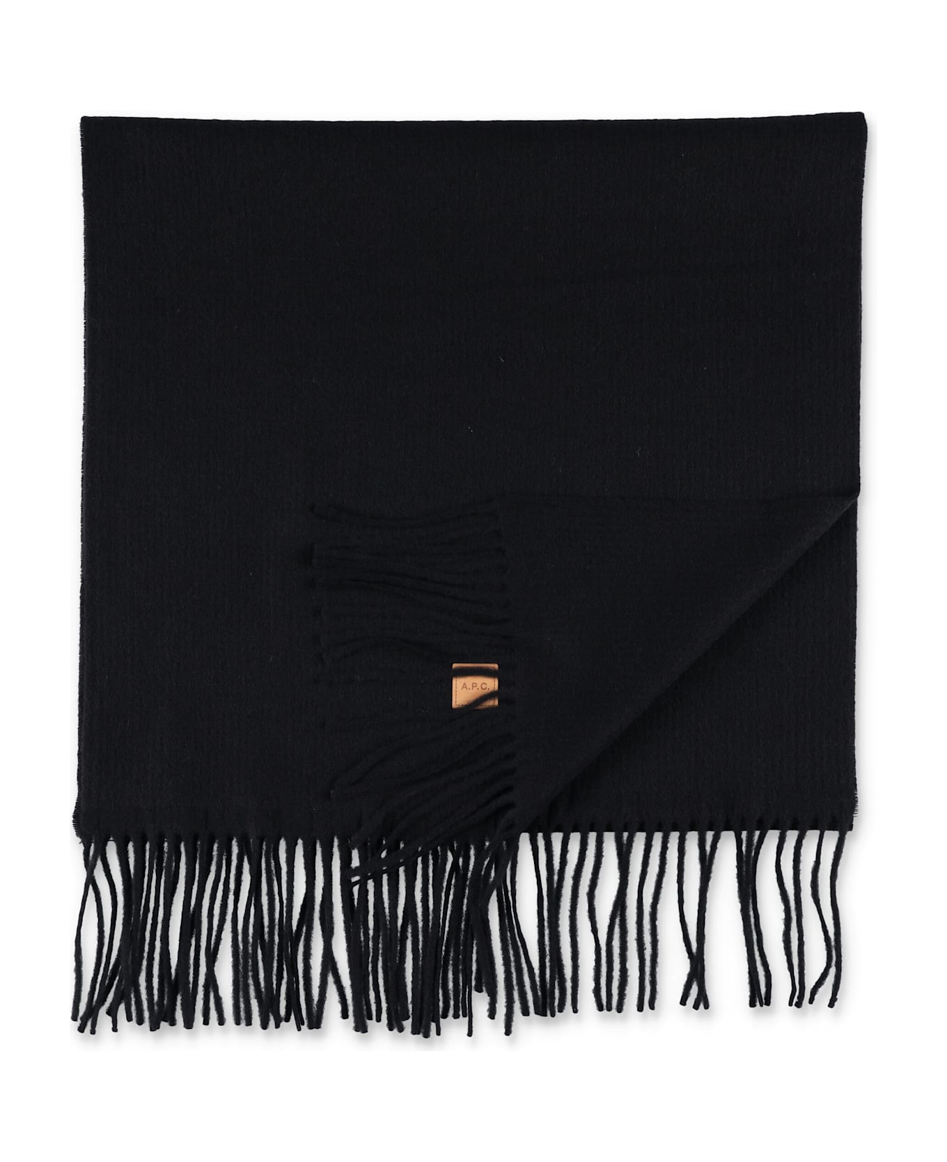 A.P.C. Aria Wool Scarf With Logo - BLACK