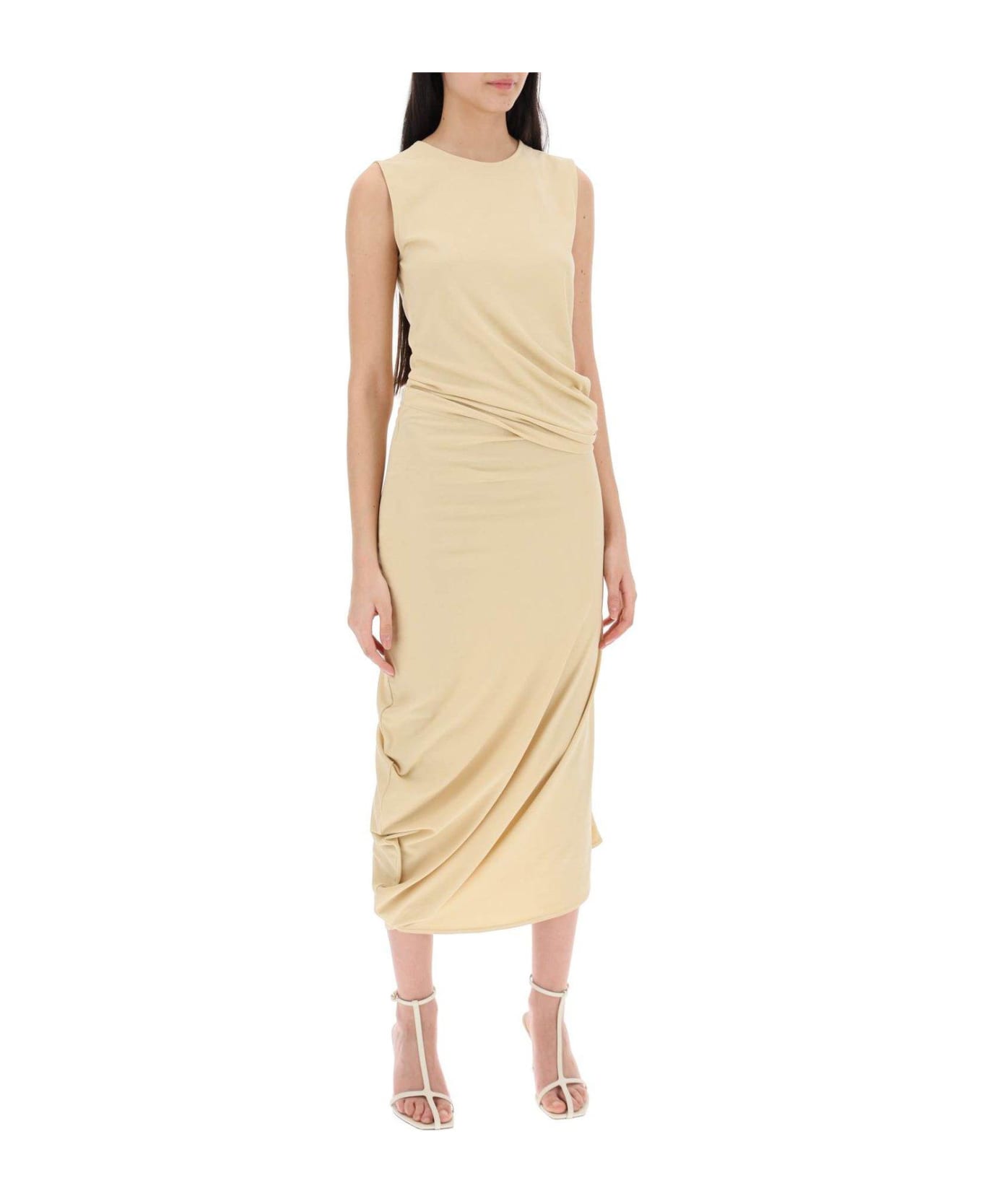 Lemaire Sleeveless Draped Crepe Maxi Dress - Soft Sand