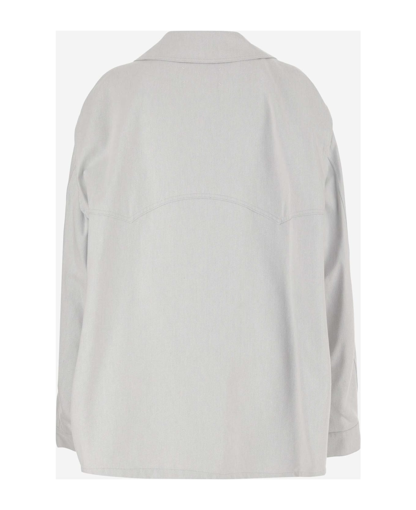 Maison Margiela Cotton Jacket With Oversize Collar - Light Grey