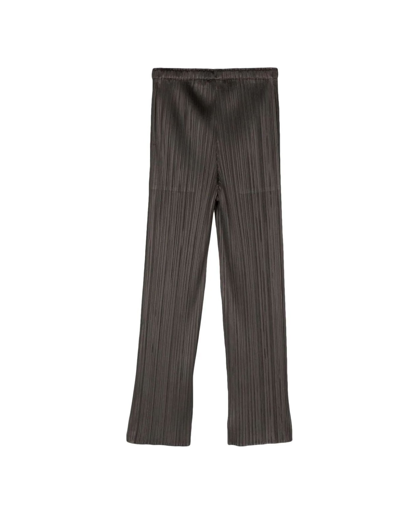 Pleats Please Issey Miyake January Pleated Cropped Trousers - Charcoal Gray