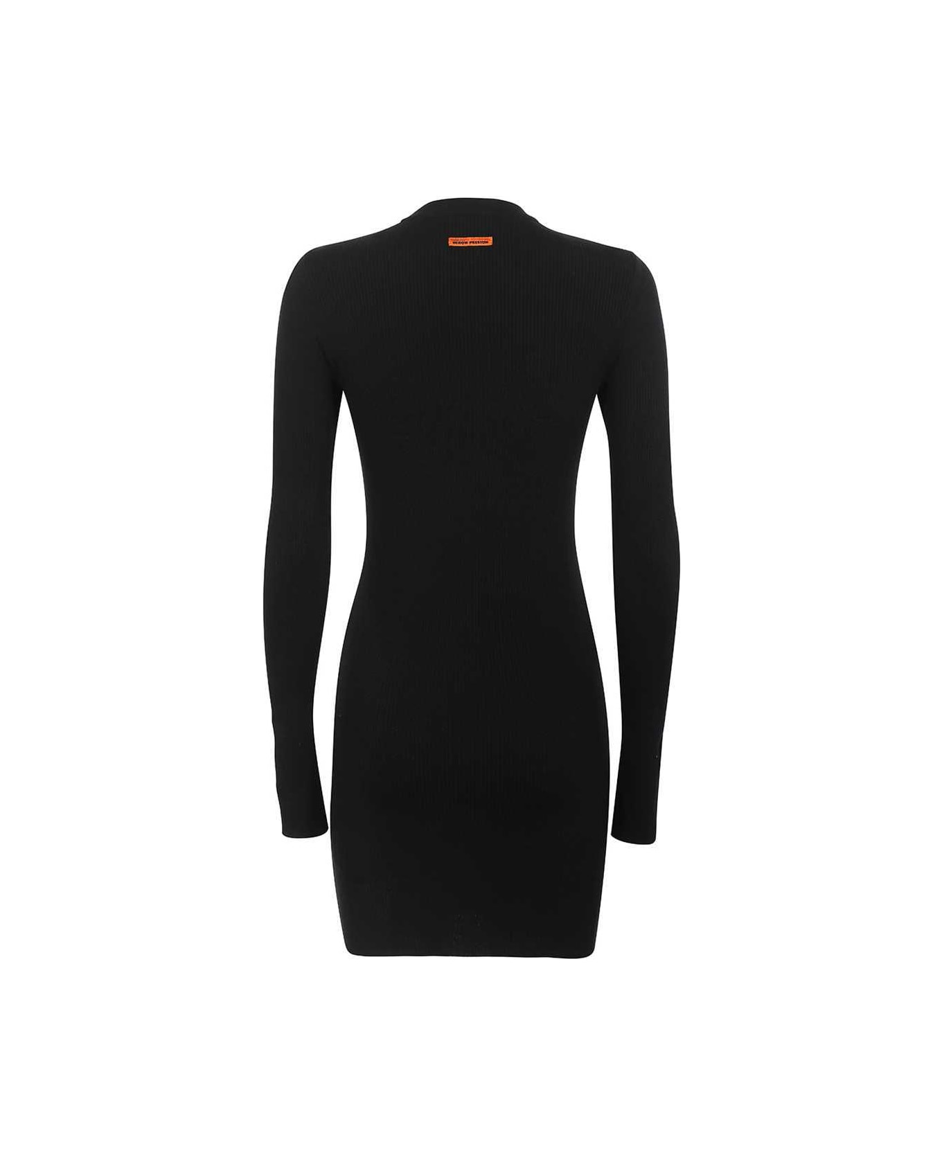 HERON PRESTON Ribbed Knit Dress - black ワンピース＆ドレス