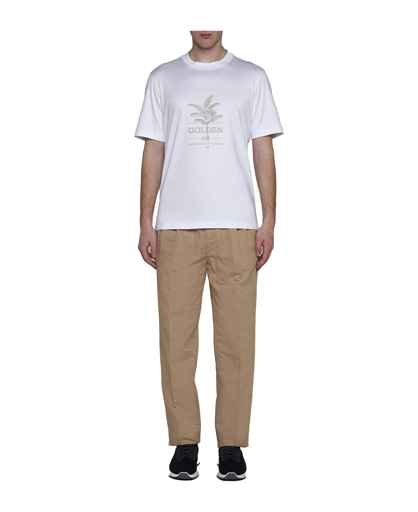 Brunello Cucinelli Crew-neck Basic Fit Cotton Jersey T-shirt With Print - White シャツ