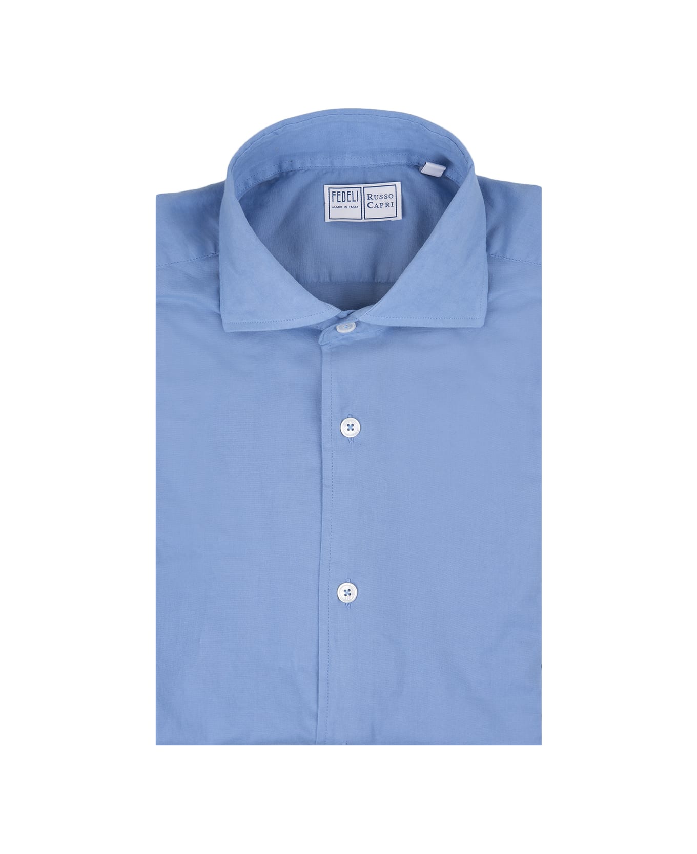 Fedeli Sean Shirt In Sky Blue Panamino - Blue