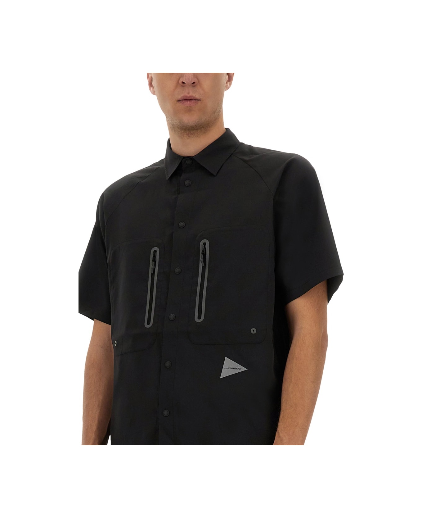And Wander Shirt With Logo - BLACK