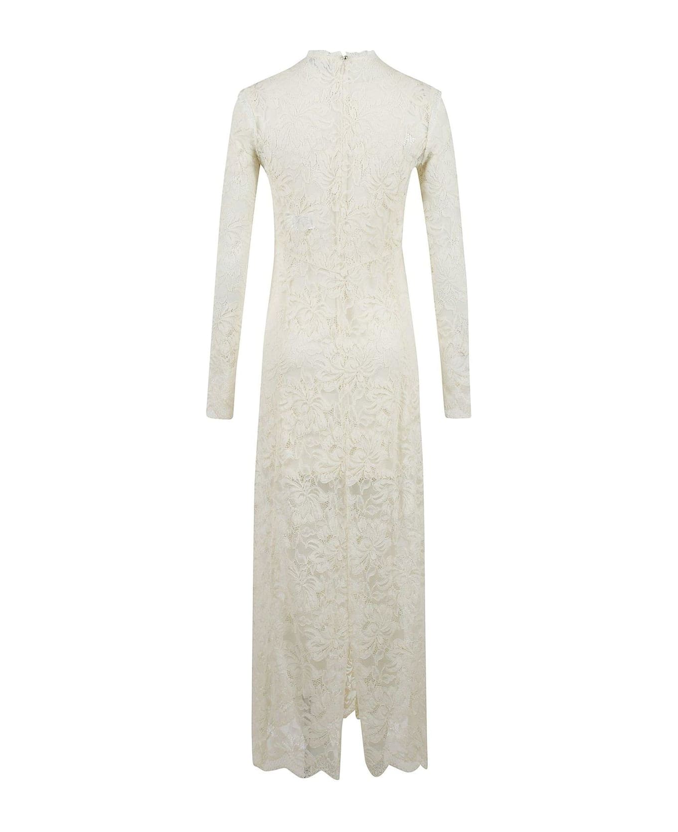 Paco Rabanne Long Sleeved Lace Maxi Dress - ivory