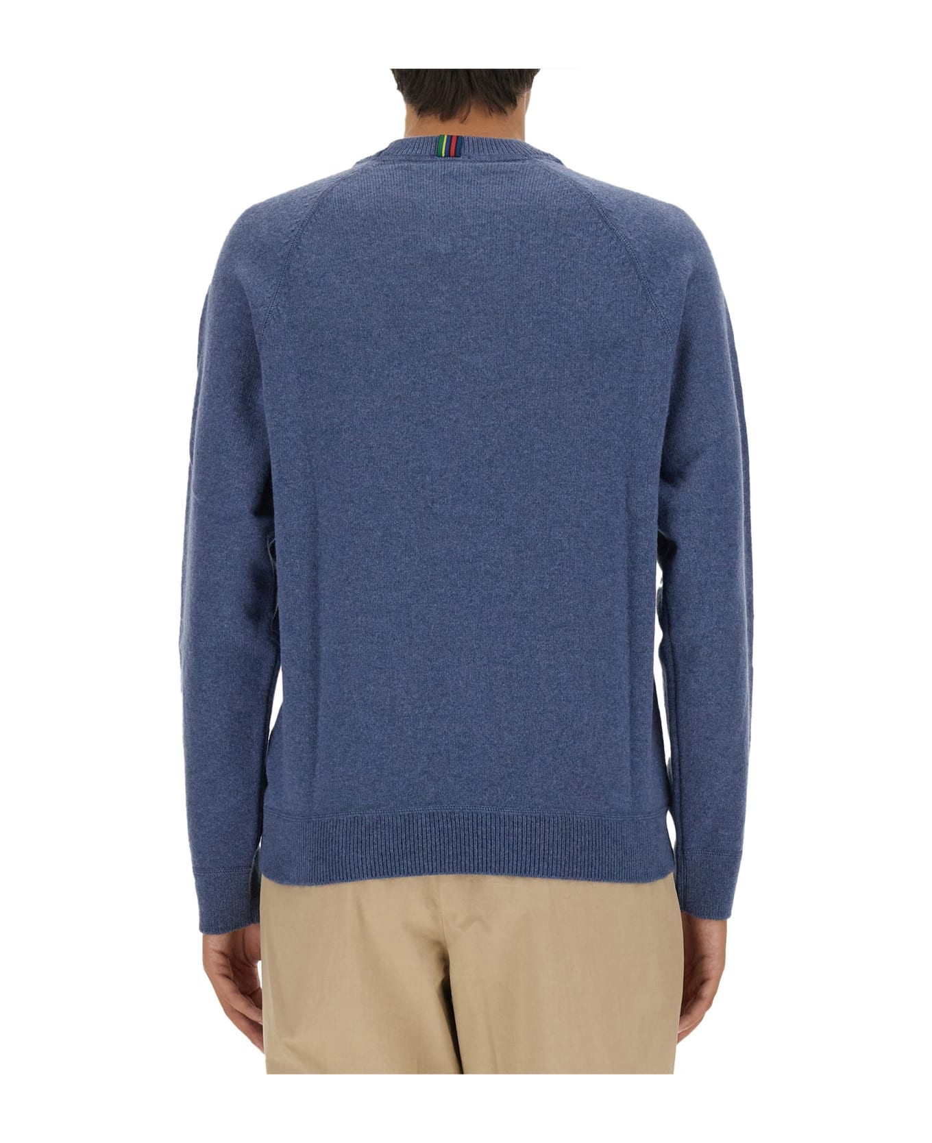 PS by Paul Smith Wool Jersey. Sweater - GREYISH BLUE ニットウェア