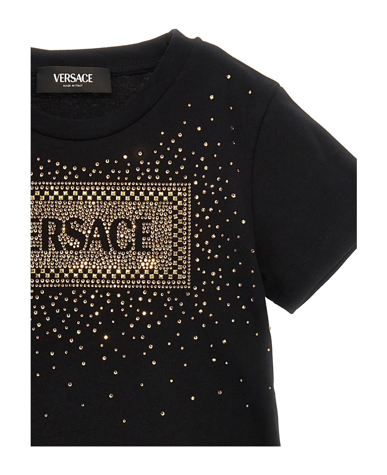 Versace Rhinestone Logo T-shirt - Black  