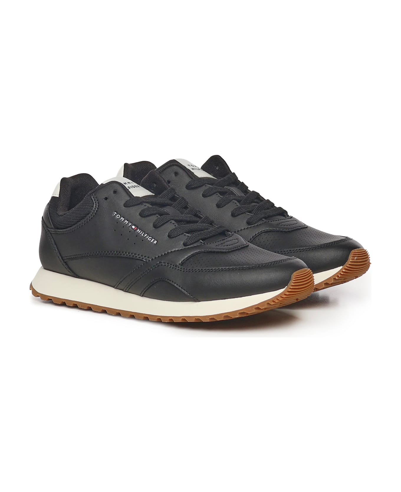 Tommy Hilfiger Leather Sneakers - Black