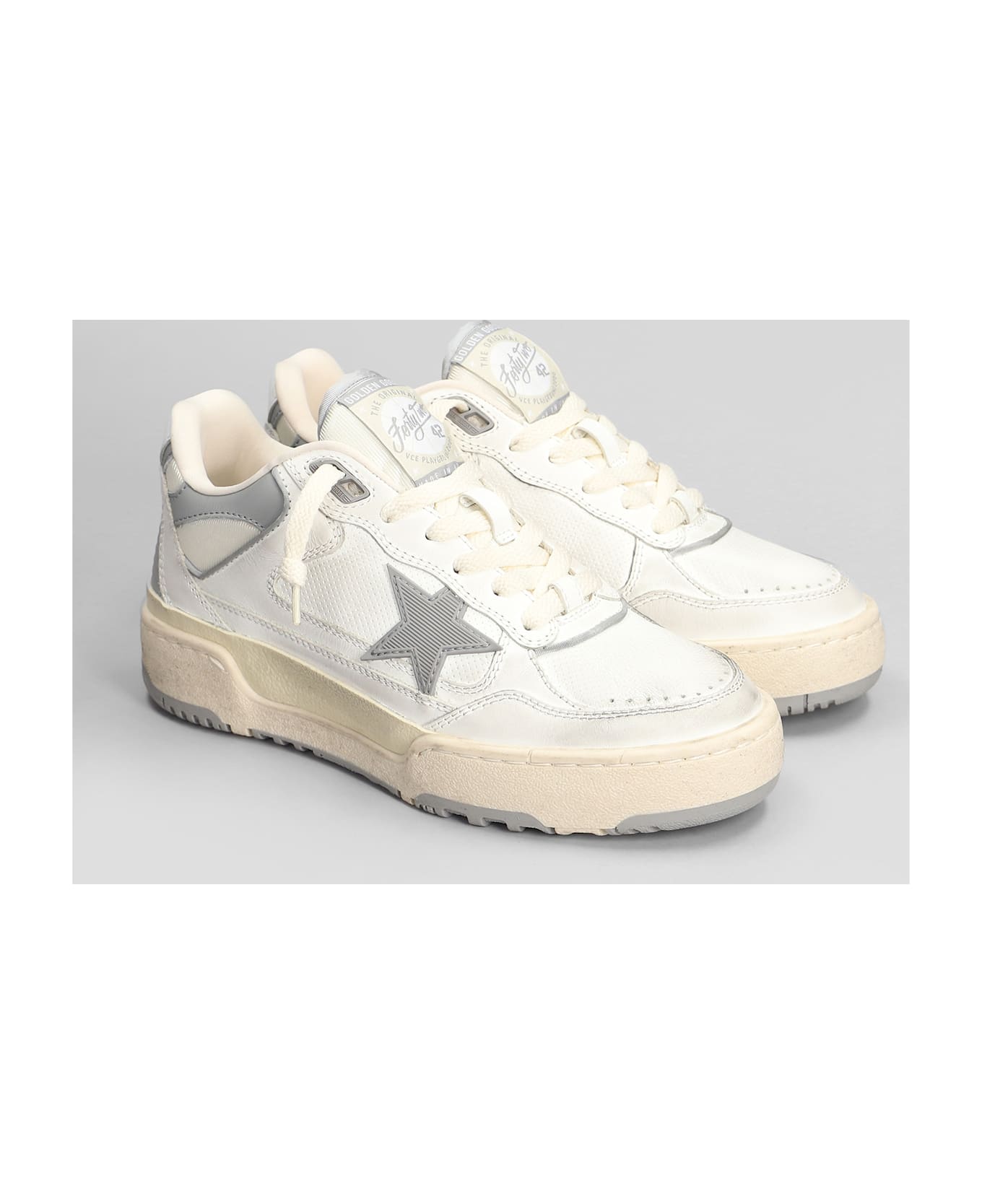 Golden Goose Forty 2 Sneakers In White Leather And Fabric