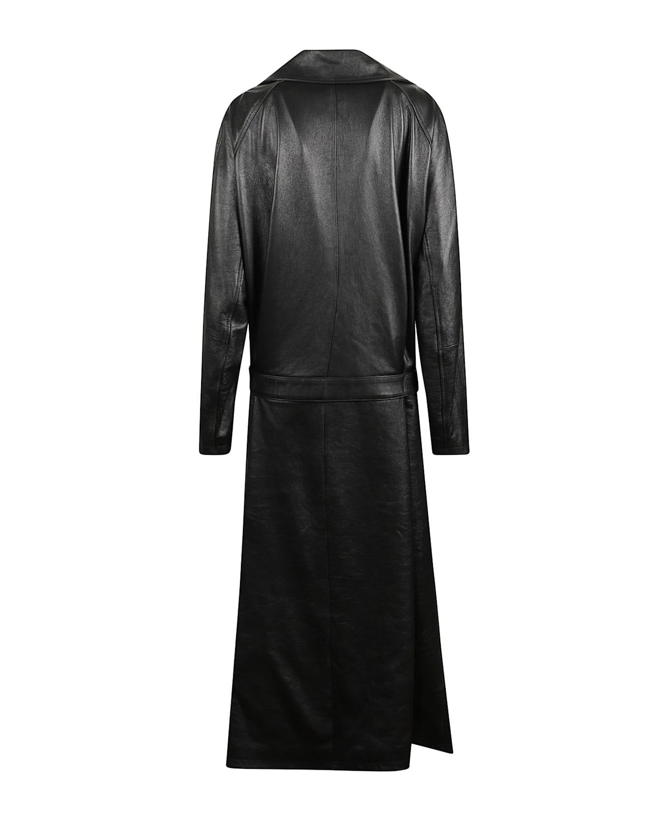 Balenciaga Leather Trench Coat - Black