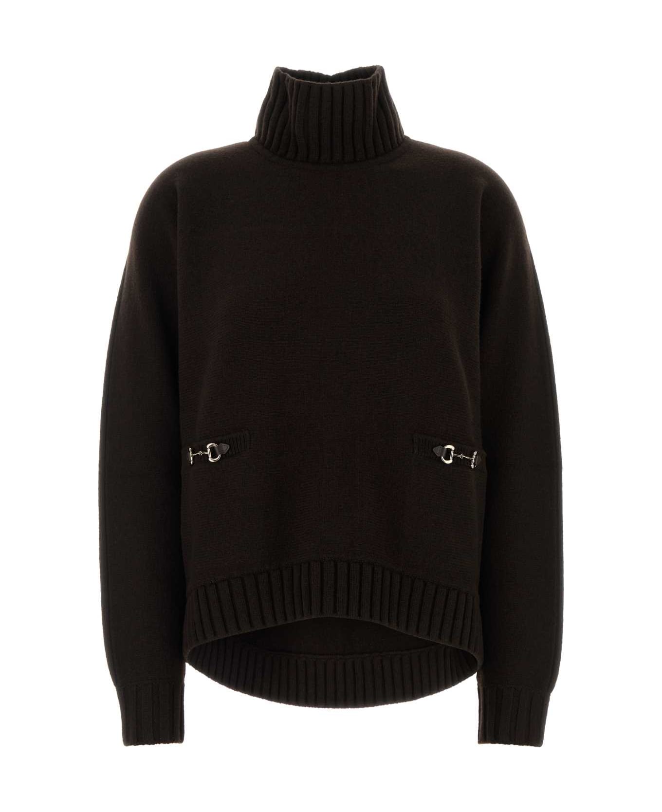 Gucci Brown Wool Blend Oversize Sweater - BROWN