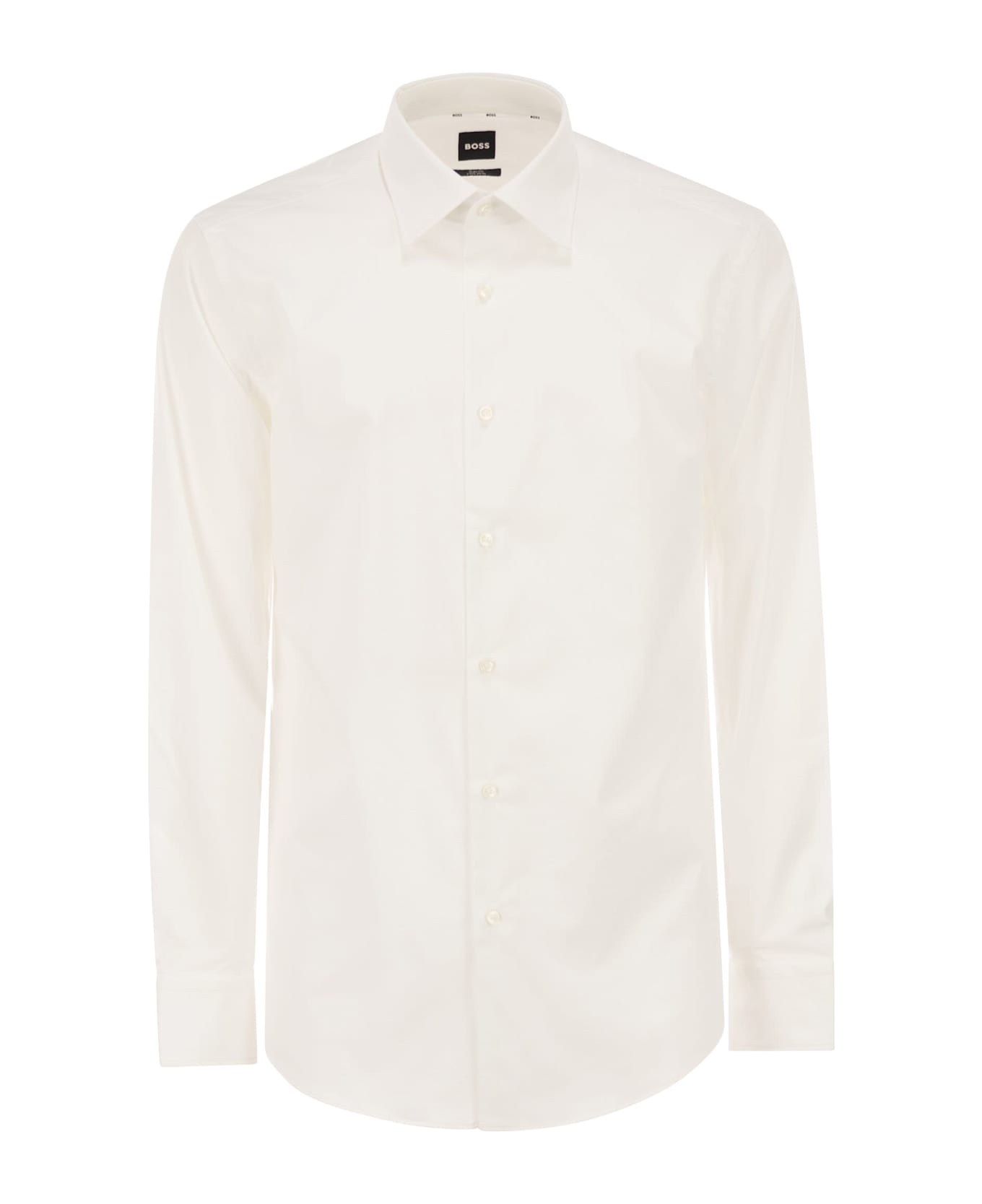 Hugo Boss Slim Fit Shirt In Easy-iron Stretch Cotton Poplin - White
