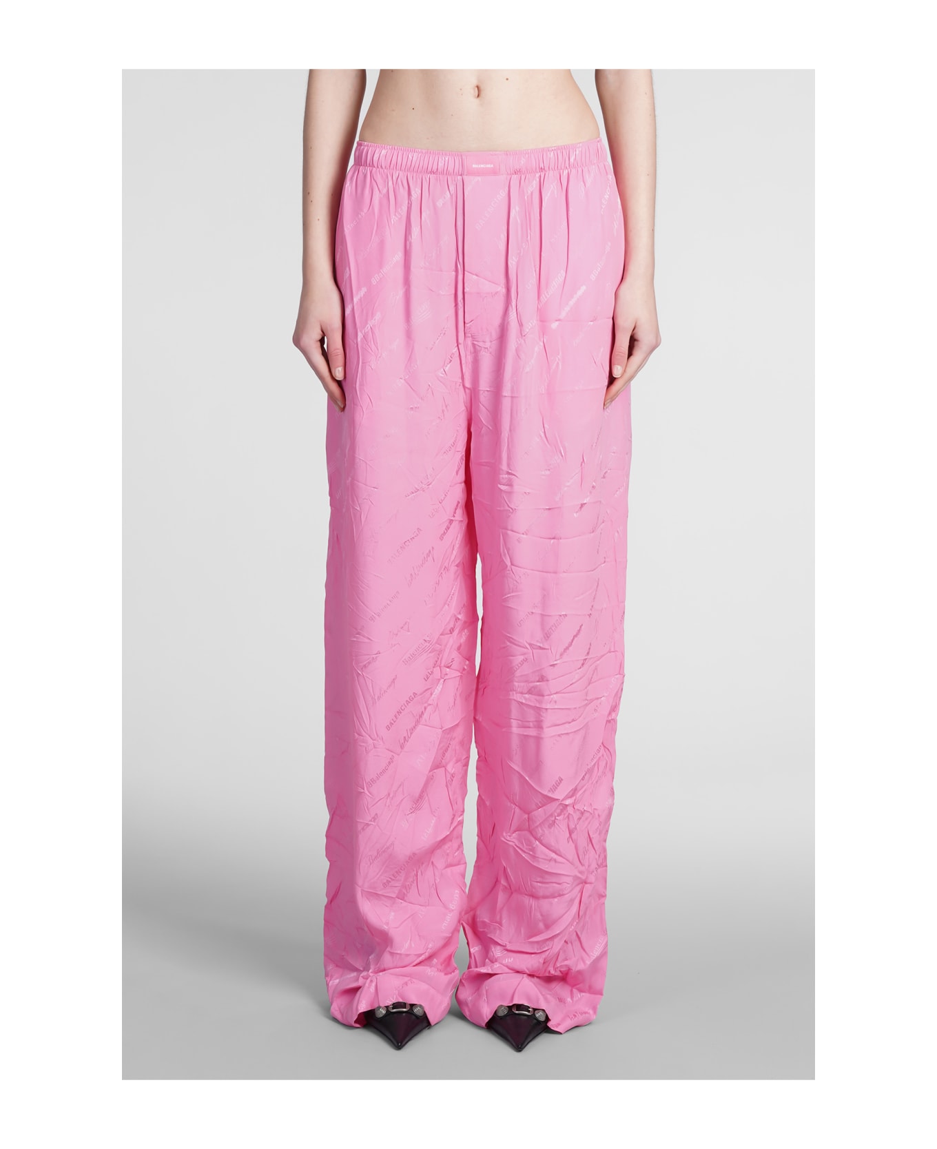 Balenciaga Pants In Rose-pink Silk | italist