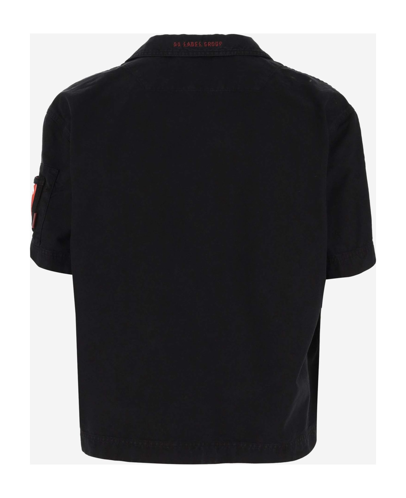 44 Label Group Cotton Denim Short Sleeve Shirt - Nero