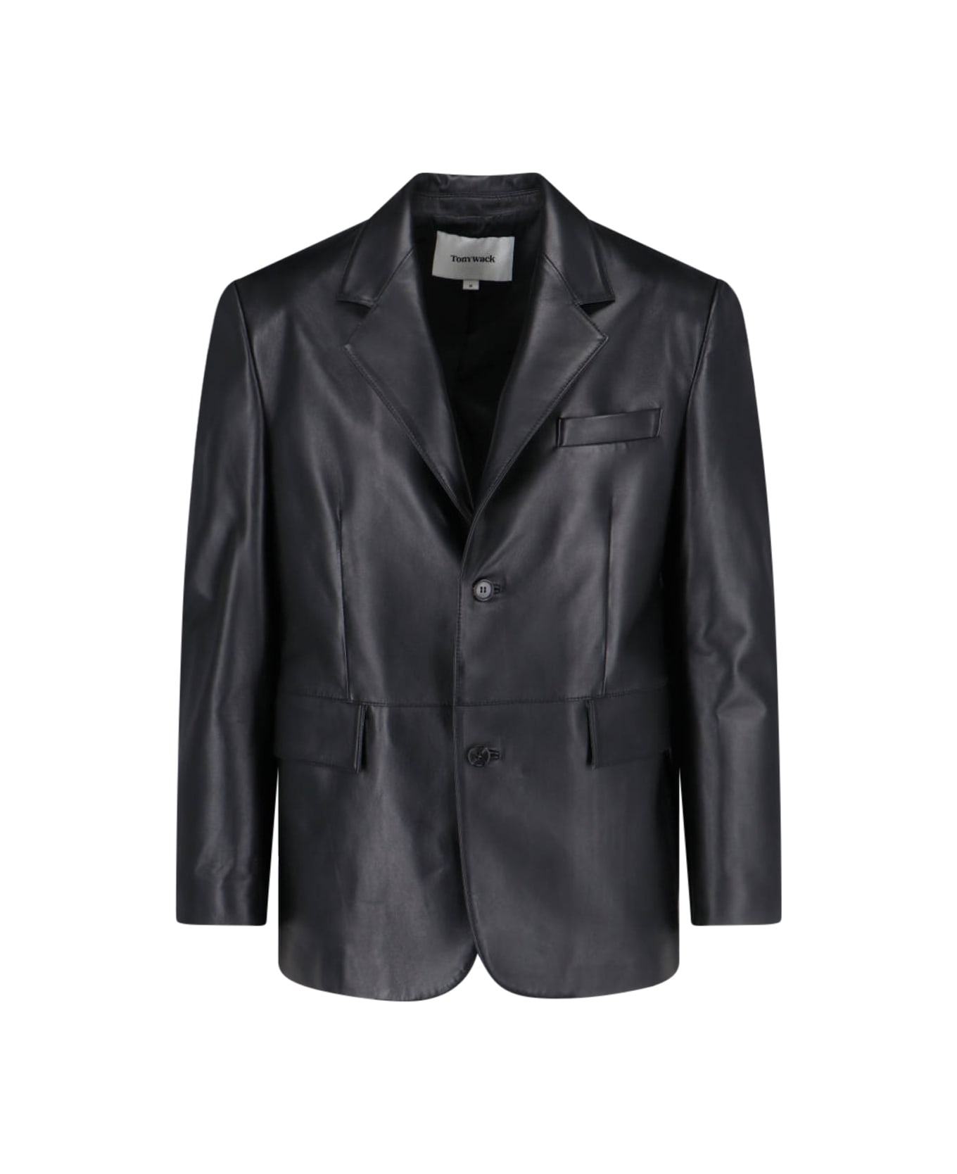 Tonywack Single-breasted Leather Jacket - Black  
