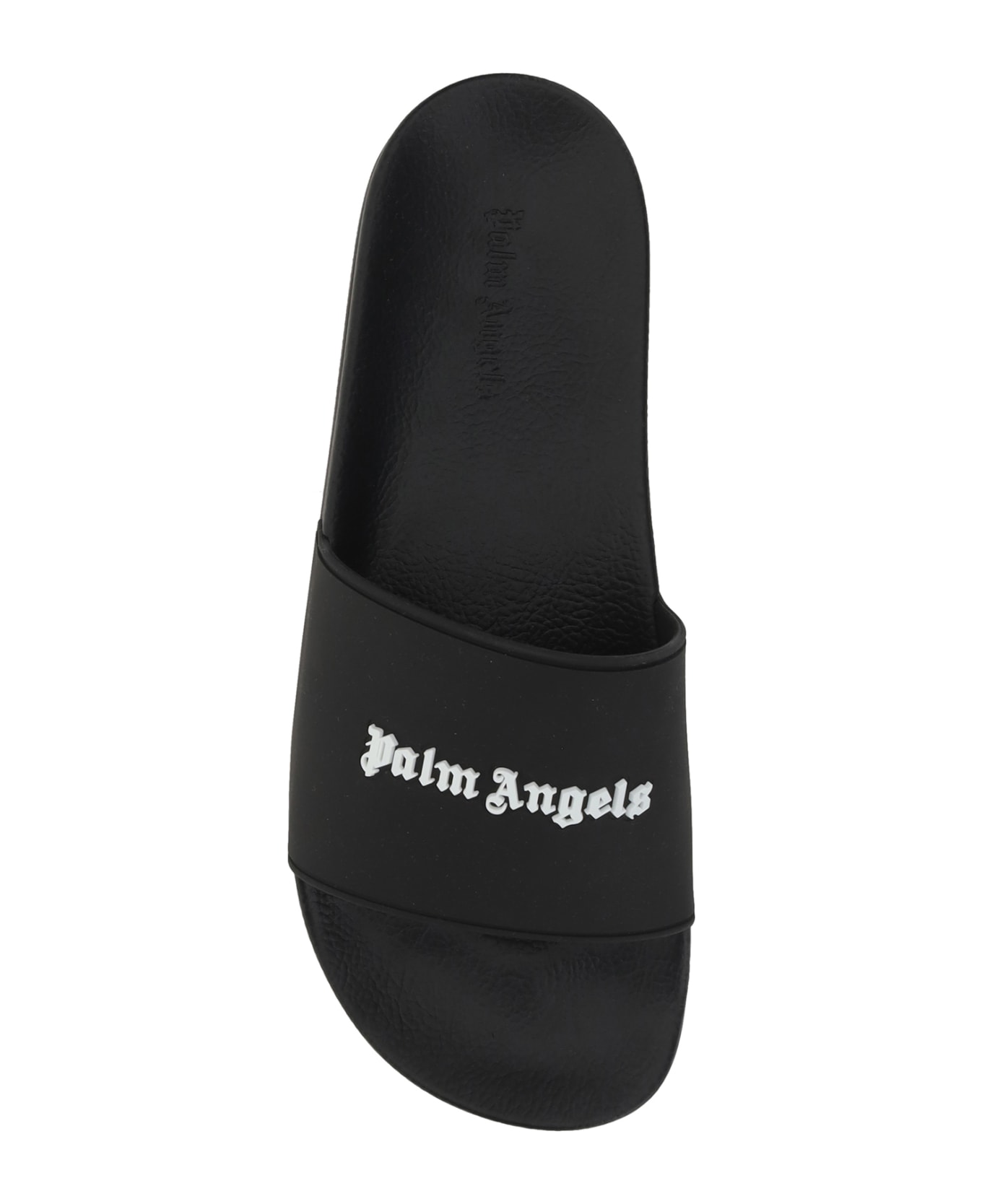 Palm Angels Black Polyurethane Slippers - Black White