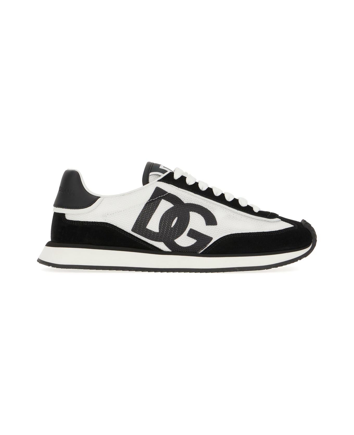 Dolce & Gabbana Multicolor Mesh And Split Leather Cushion Sneakers - BIANCO NERO
