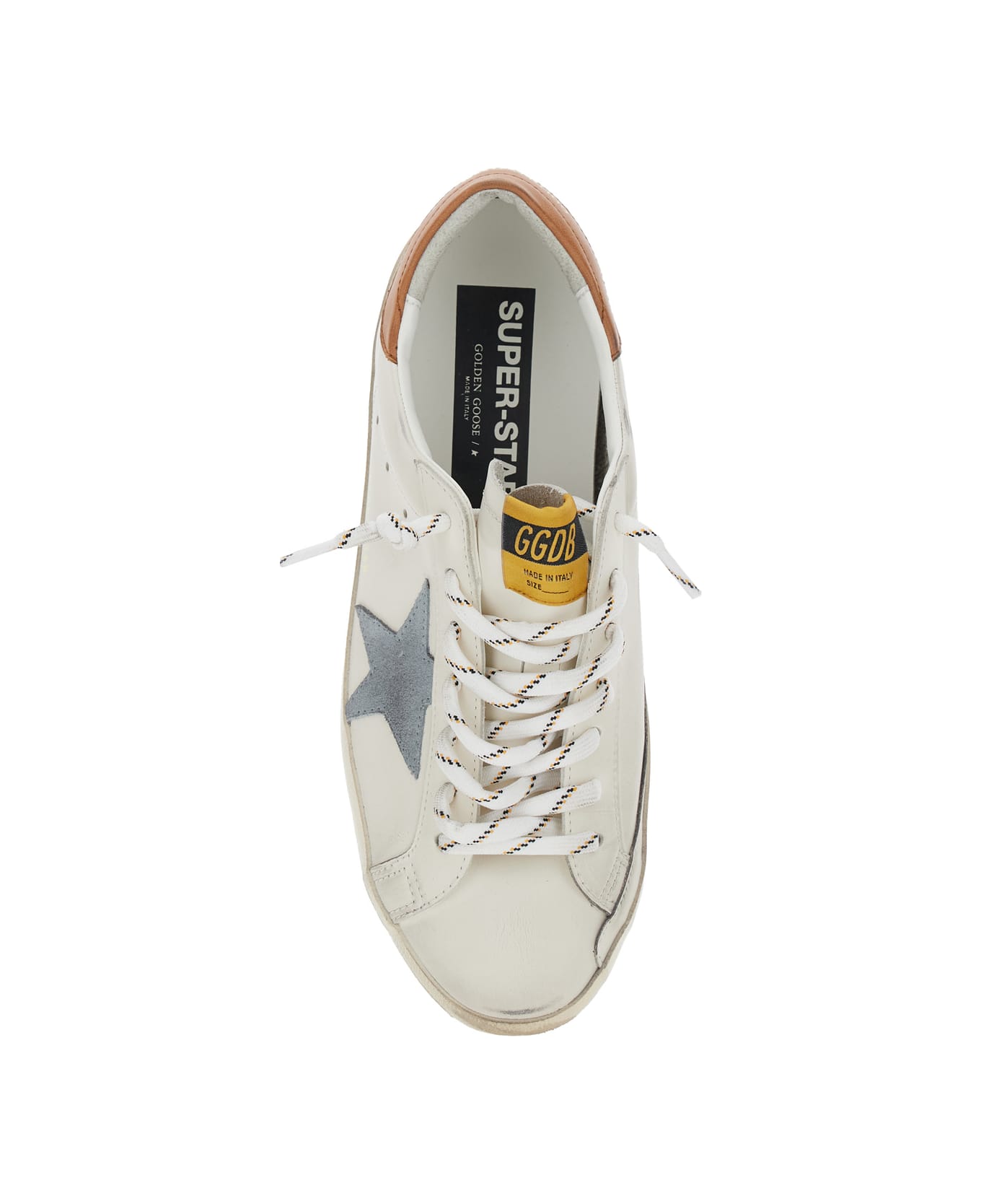 Golden Goose 'super-star' White Low Top Sneakers With Embossed Logo And Contrasting Heel In Leather Man - White