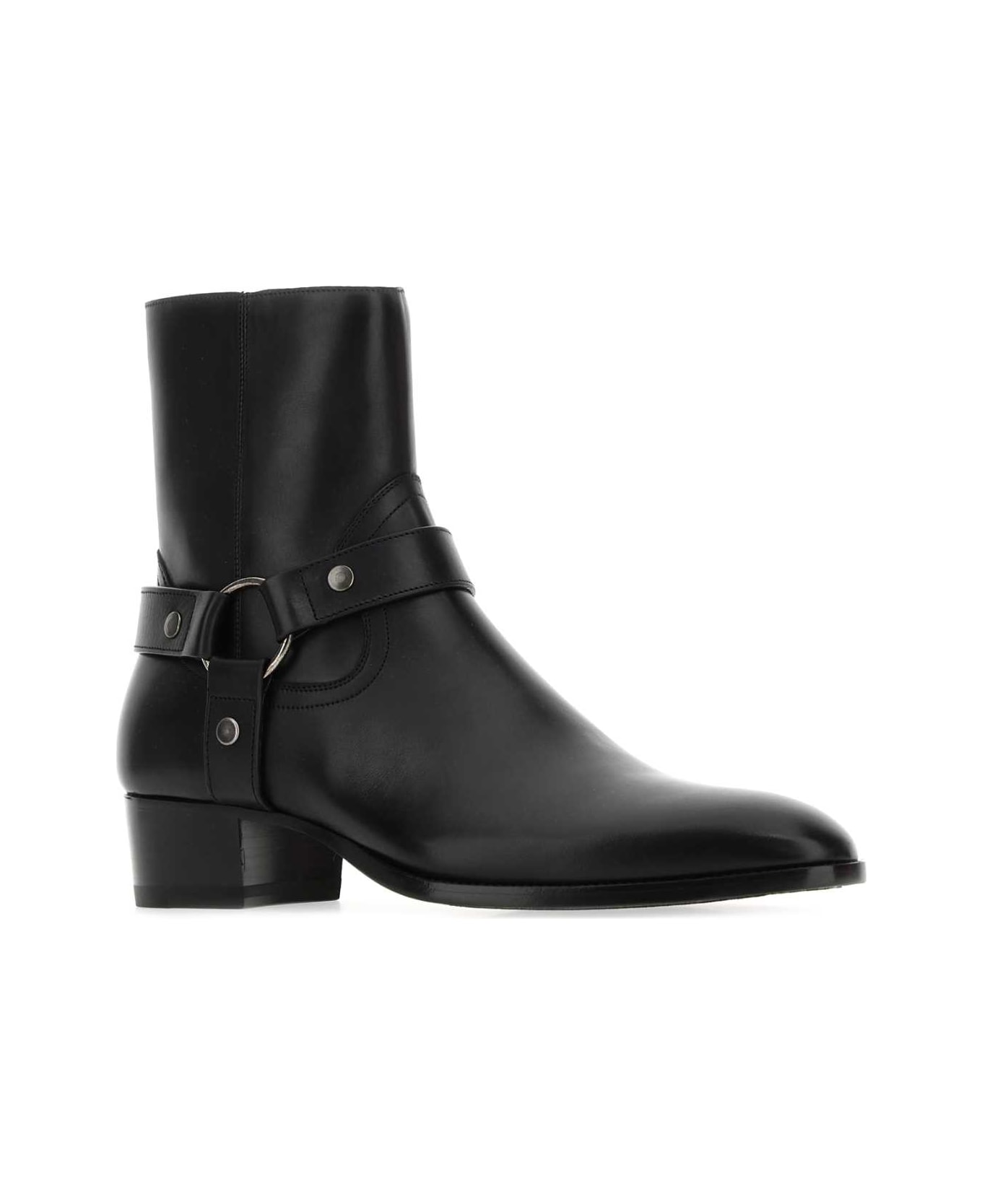 Saint Laurent Black Leather Ankle Boots - 1000