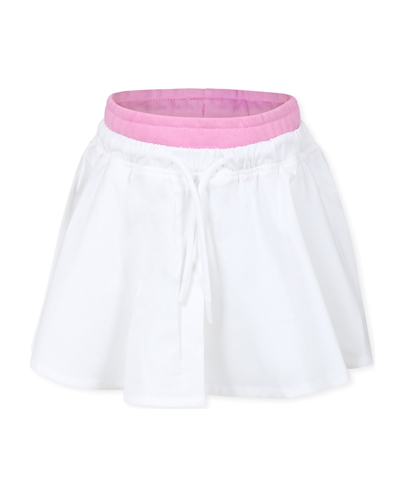 MSGM White Skirt For Girl With Logo - White