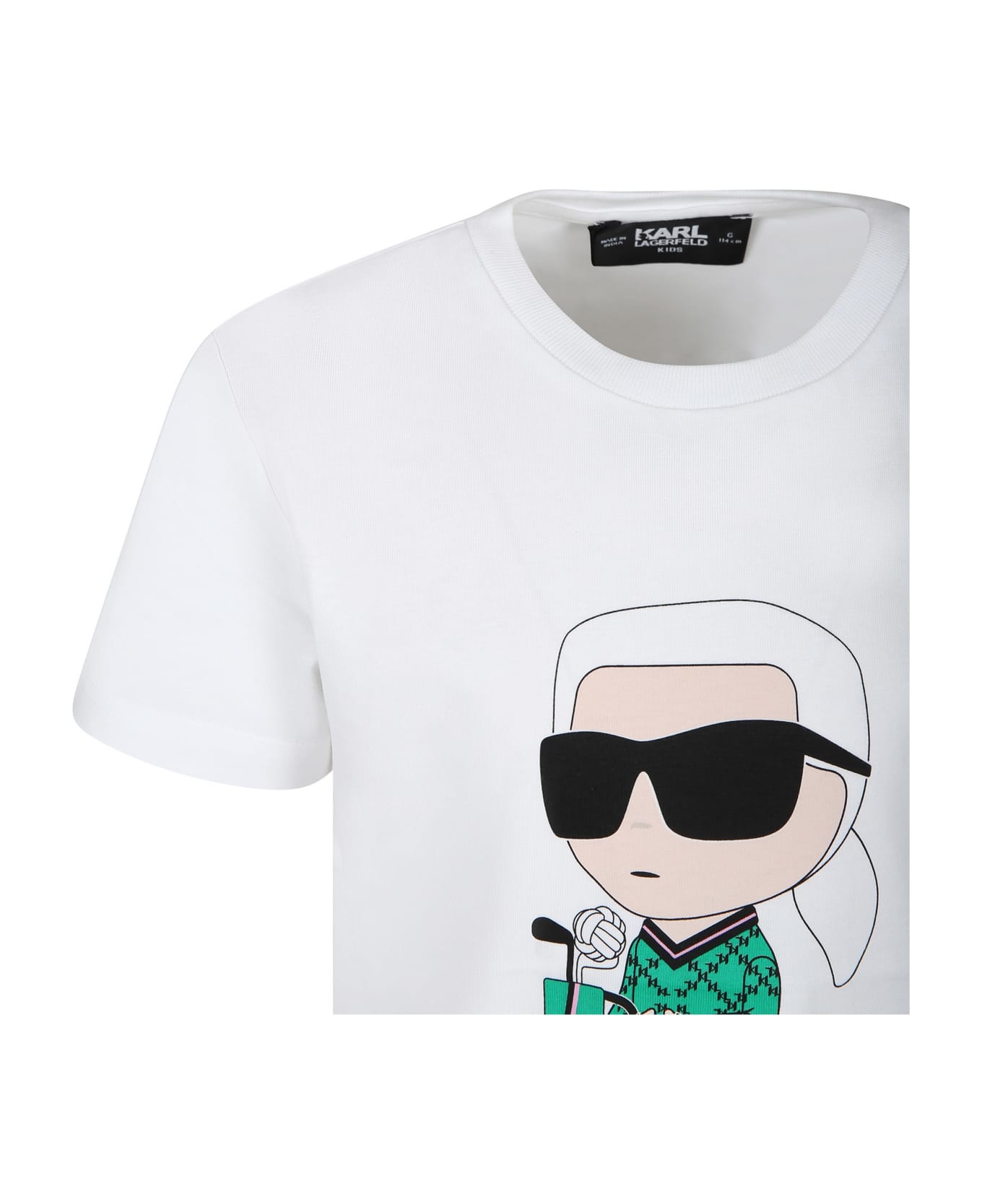 Karl Lagerfeld Kids White T-shirt For Kids With Karl And Golf Bag Print - White