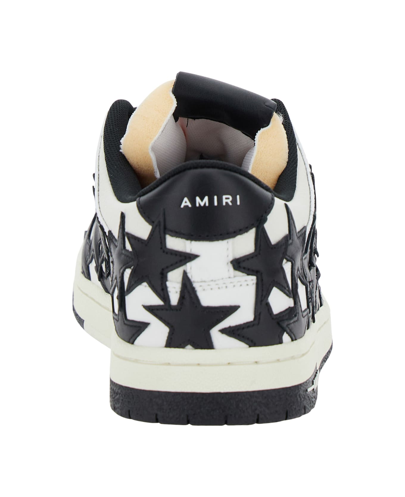 AMIRI Black And White Low Top Sneakers With Stars In Leather Man - White
