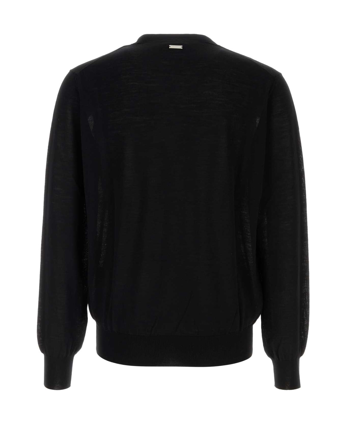 Ferragamo Black Wool Blend Cardigan - BLACK