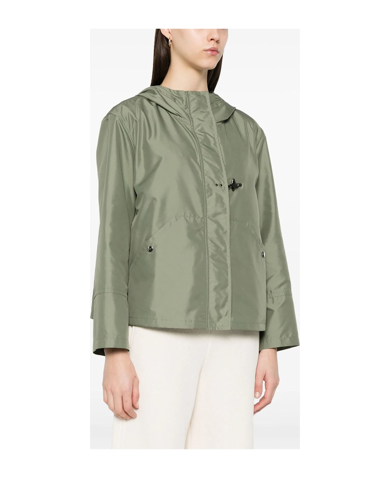Fay Short Parka In Technical Poplin - Green