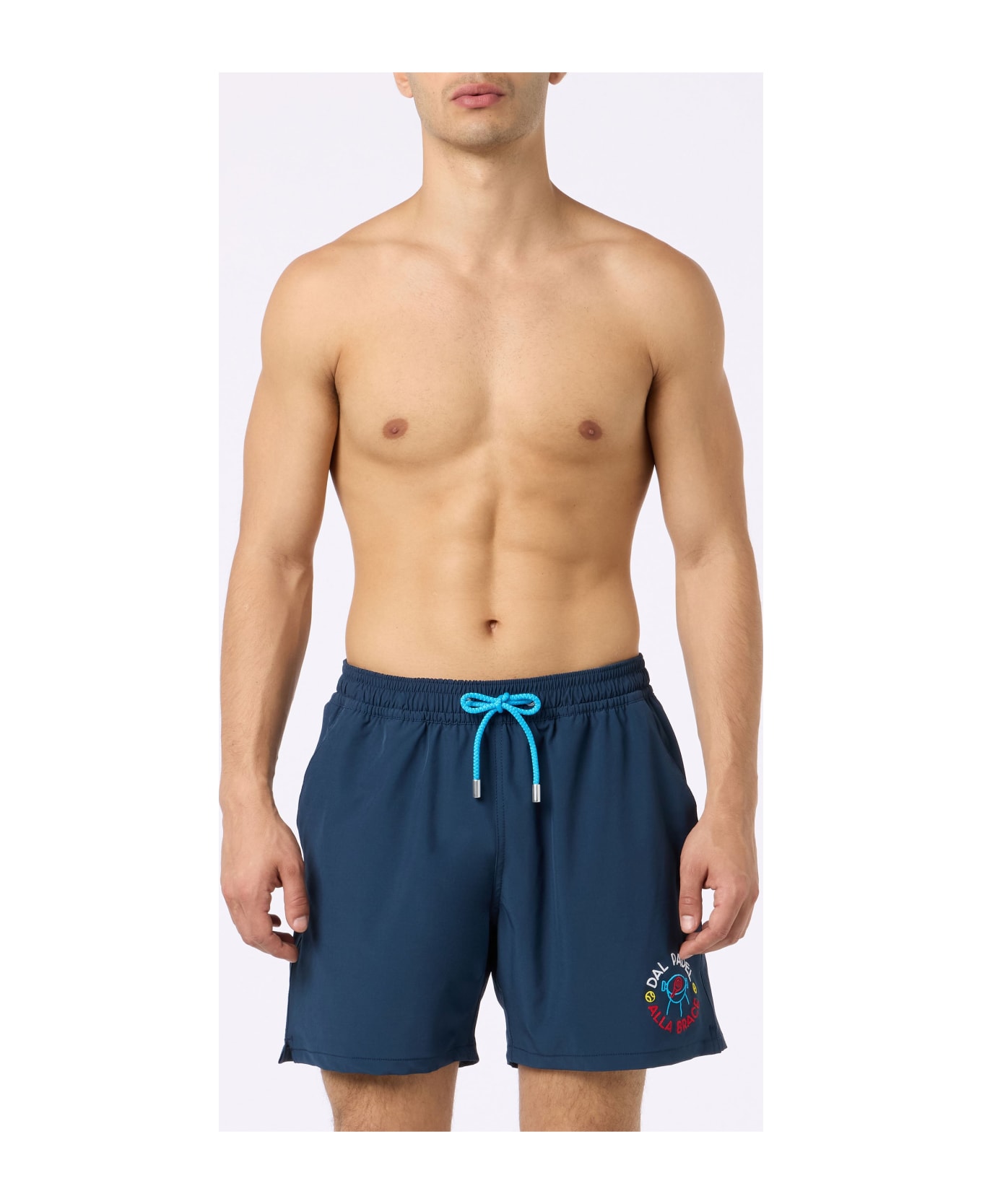 MC2 Saint Barth Comfort Classic Stretch Swim Shorts With Dal Padel Alla Brace Embroidery | Insulti Luminosi Special Edition - BLUE