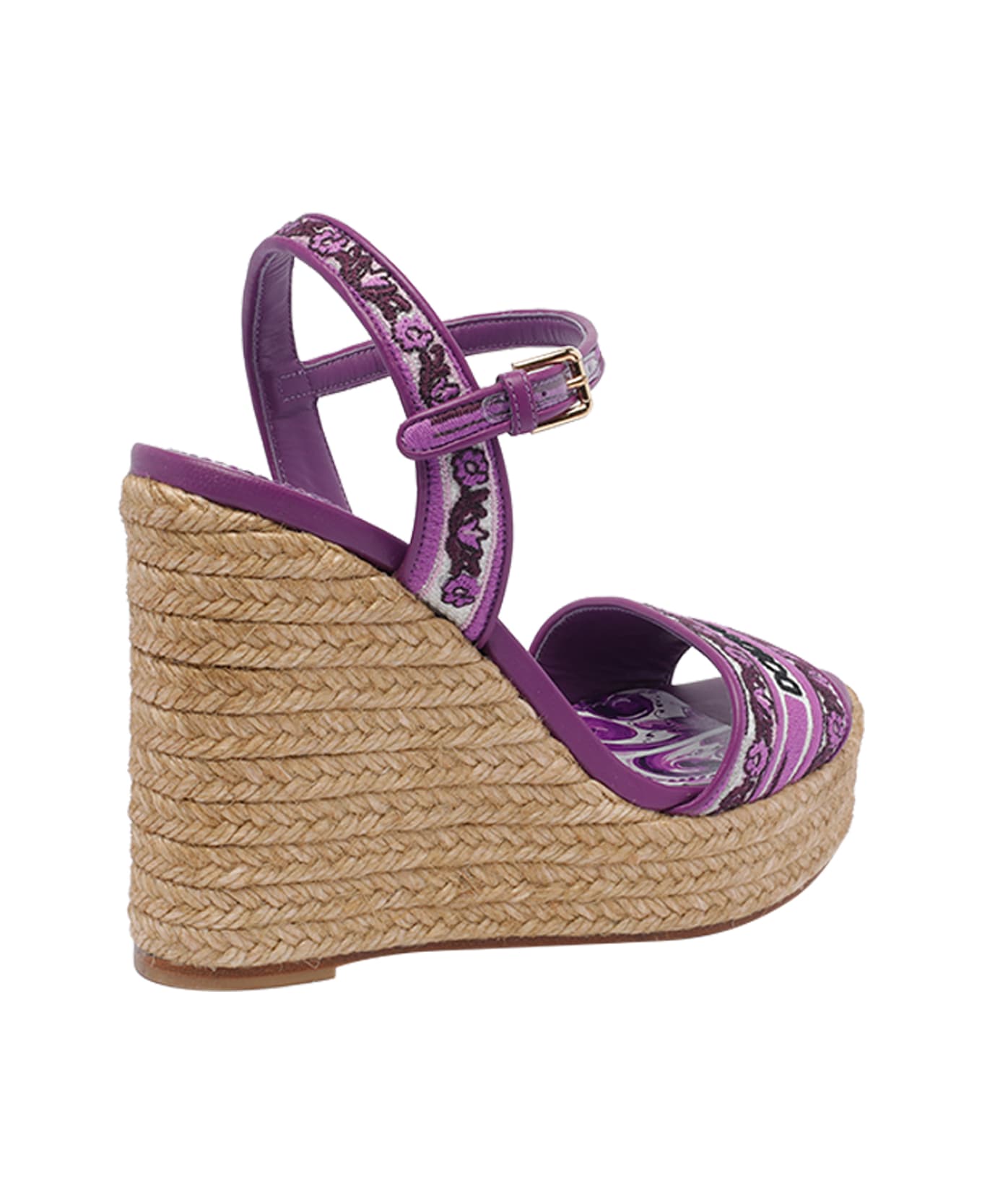 Dolce & Gabbana Maiolica Embroidery Wedges - Purple