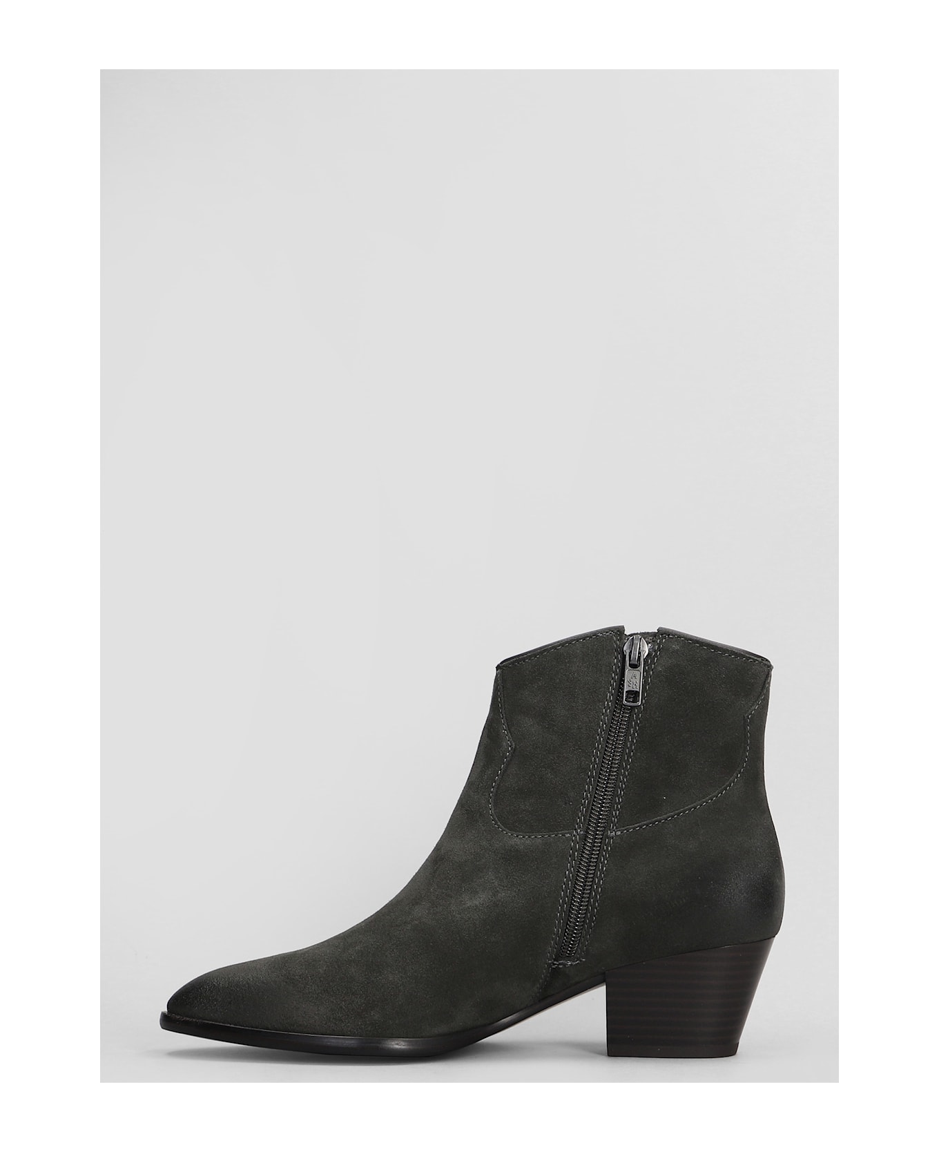 Ash Fame Texan Ankle Boots In Grey Suede - grey