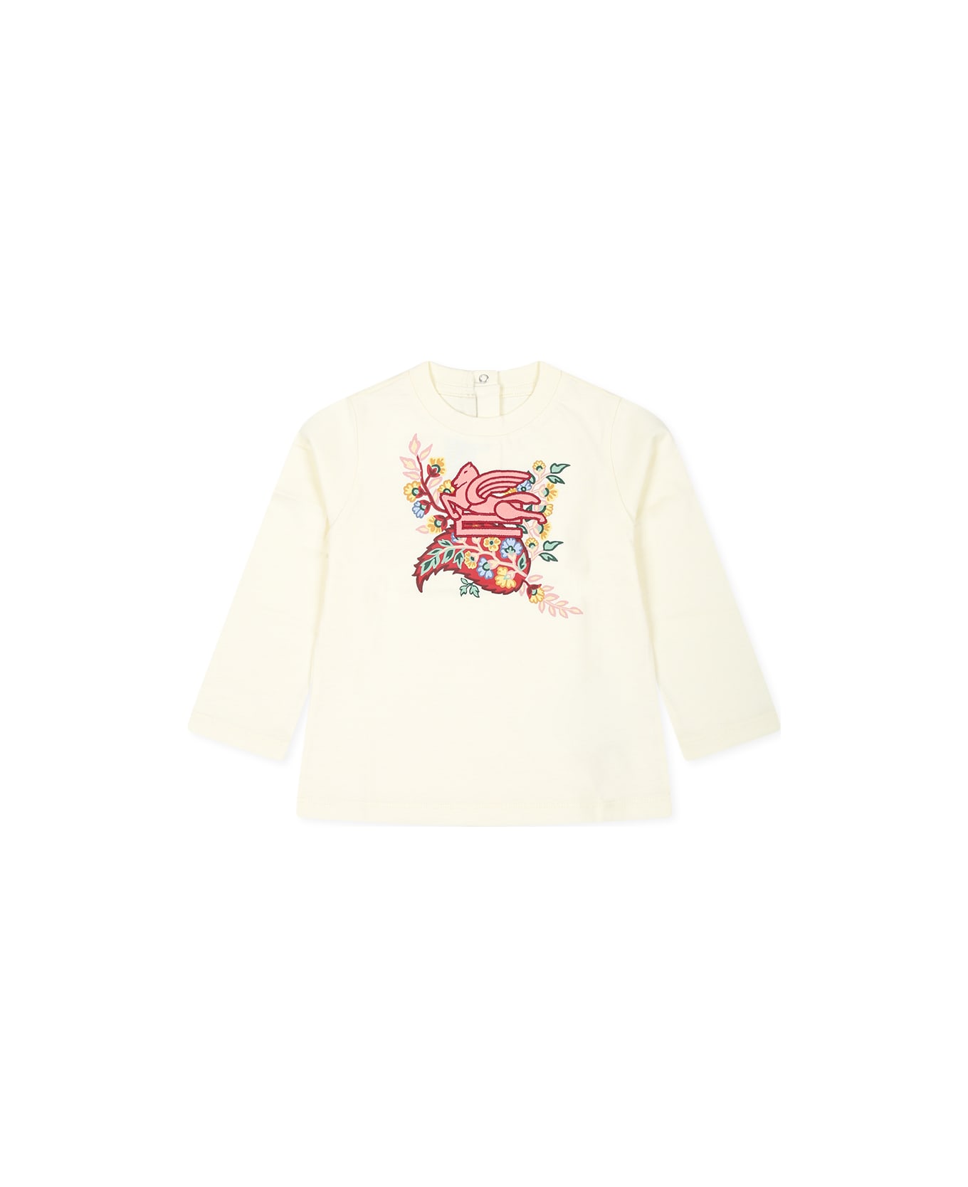 Etro Ivory T-shirt For Baby Girl With Floral Paisley Print - Ivory