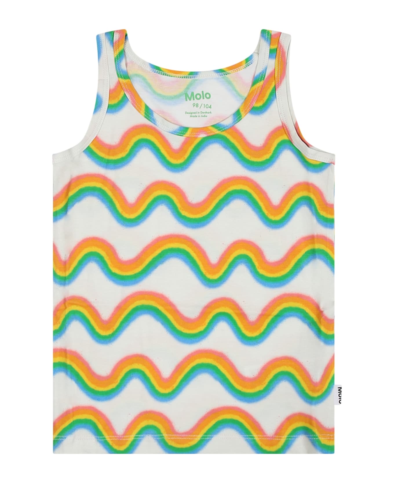 Molo White Set For Girl With Rainbow Print - Multicolor コート＆ジャケット