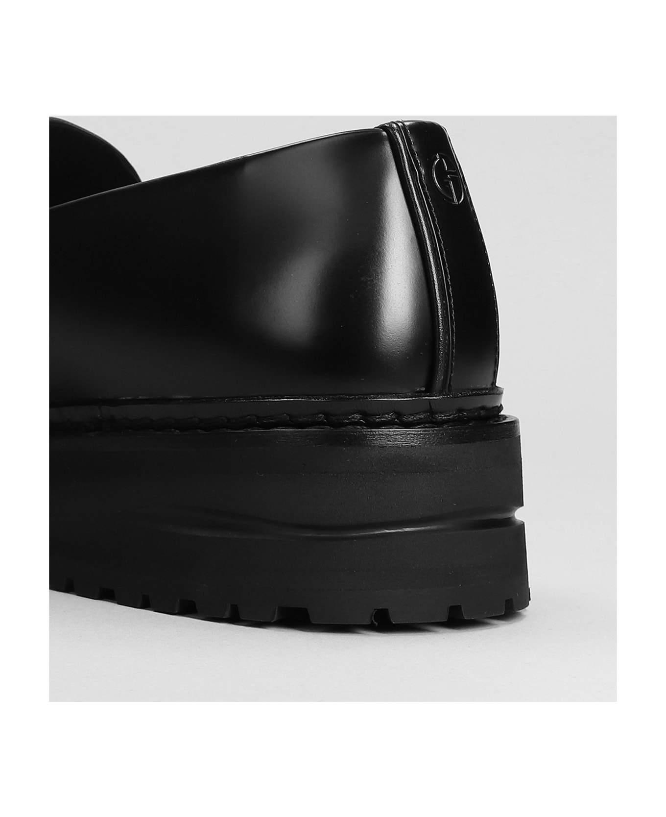 Giorgio Armani Loafers In Black Leather - black