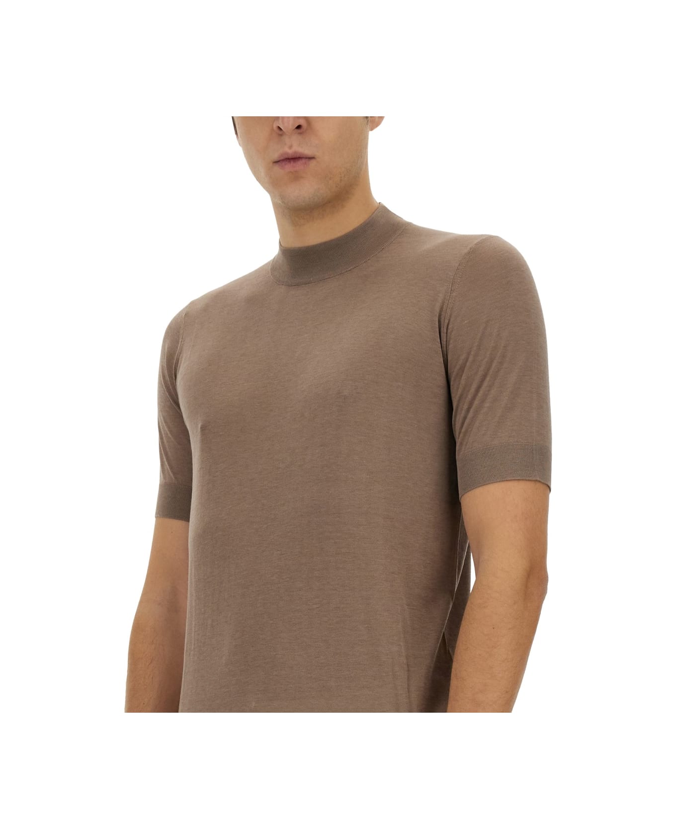 Brunello Cucinelli Knitted T-shirt - BROWN