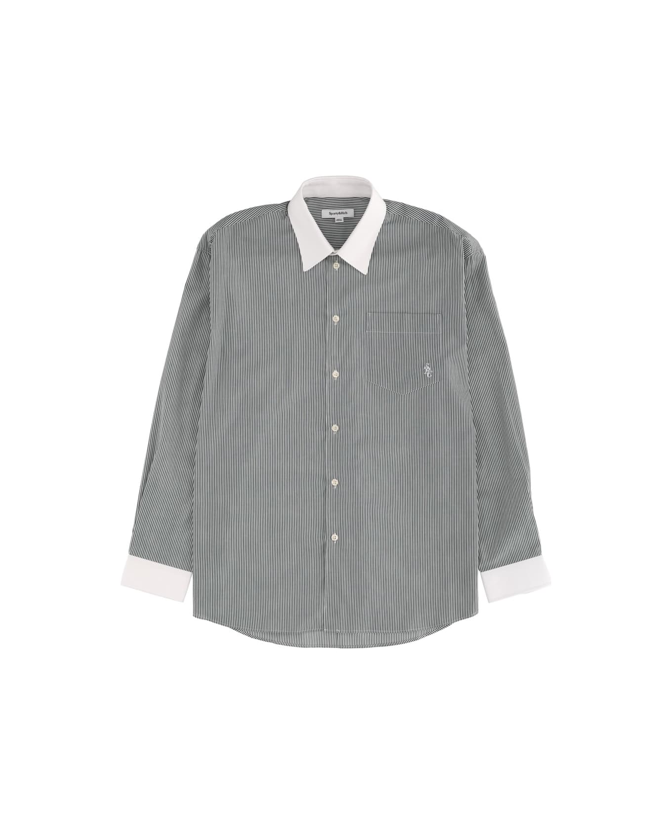 Sporty & Rich Logo Striped Shirt - GREEN