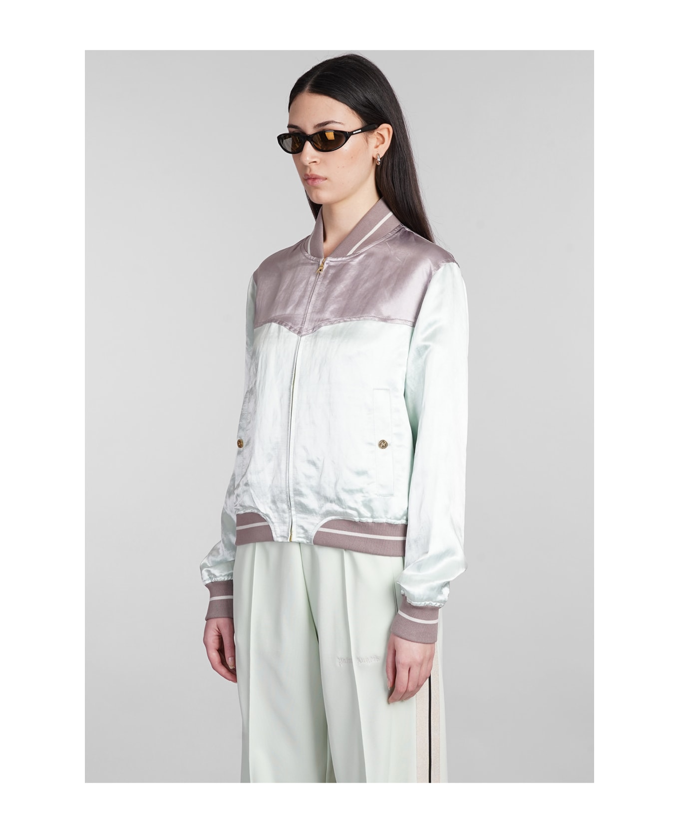 Palm Angels Bomber In Green Linen - green