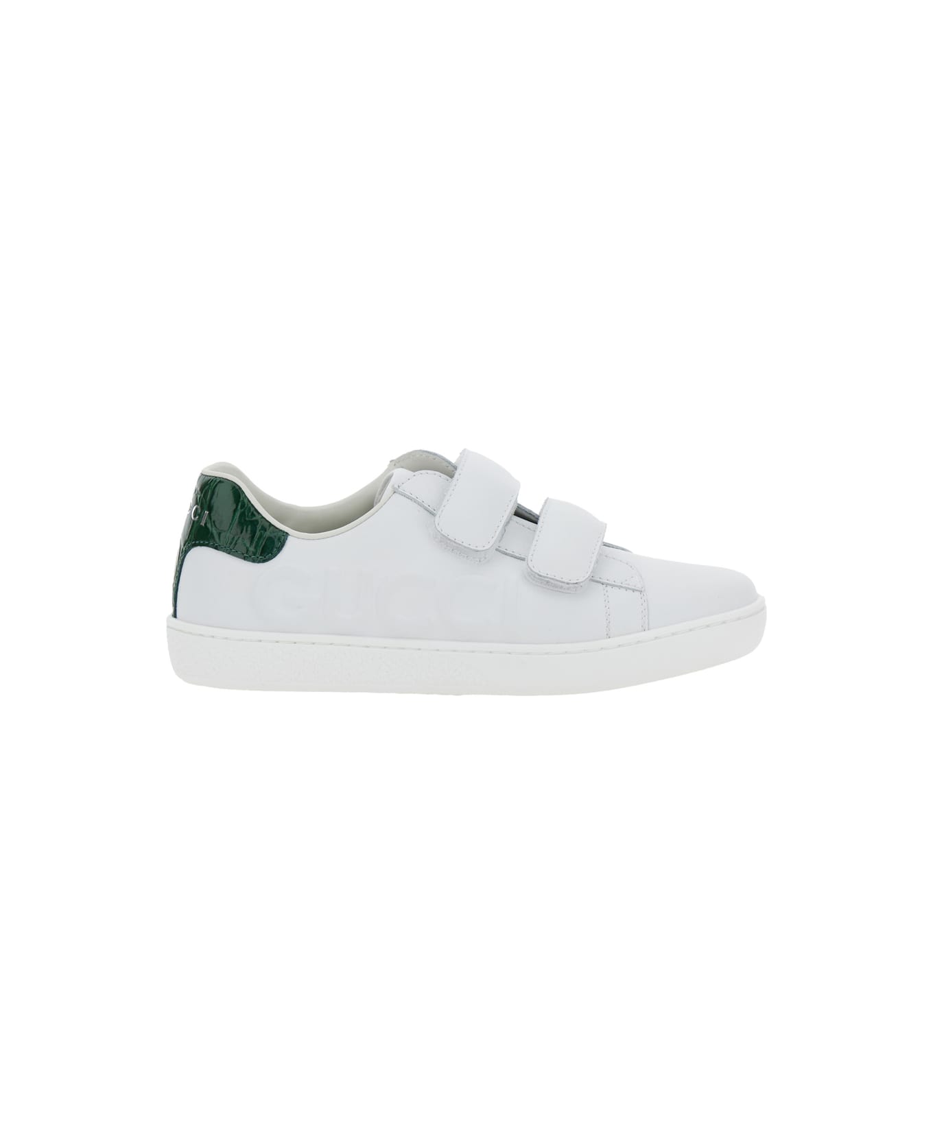 Gucci White Low Top Sneakers With Logo Detail In Leather Boy - White