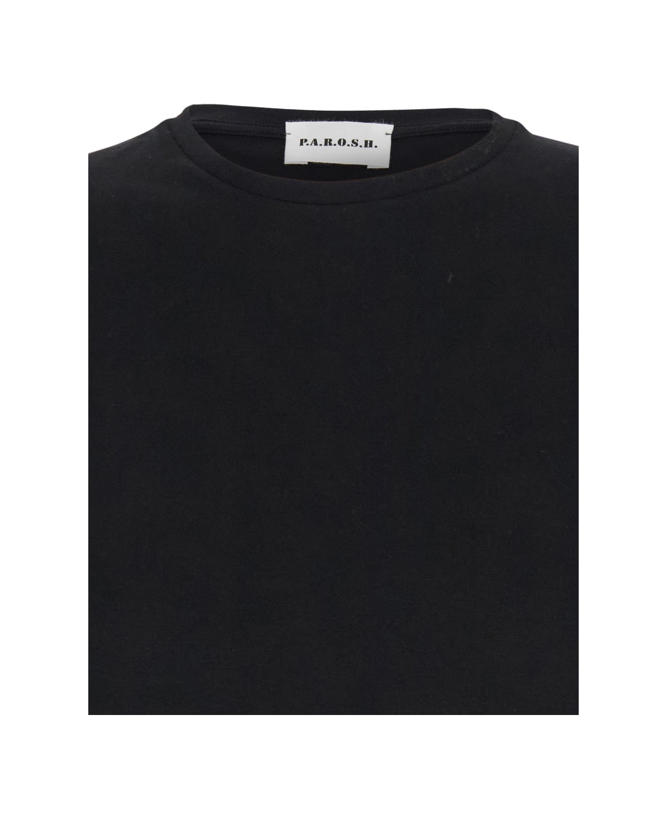 Parosh Black Long Sleeve Top In Fabric Woman - Black