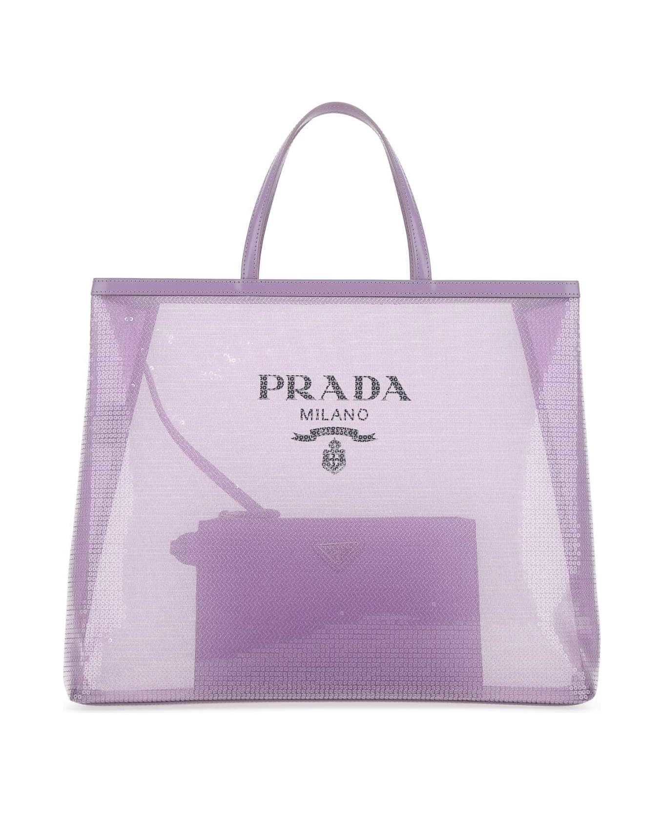 Prada Lilac Mesh Shopping Bag - F027J トートバッグ