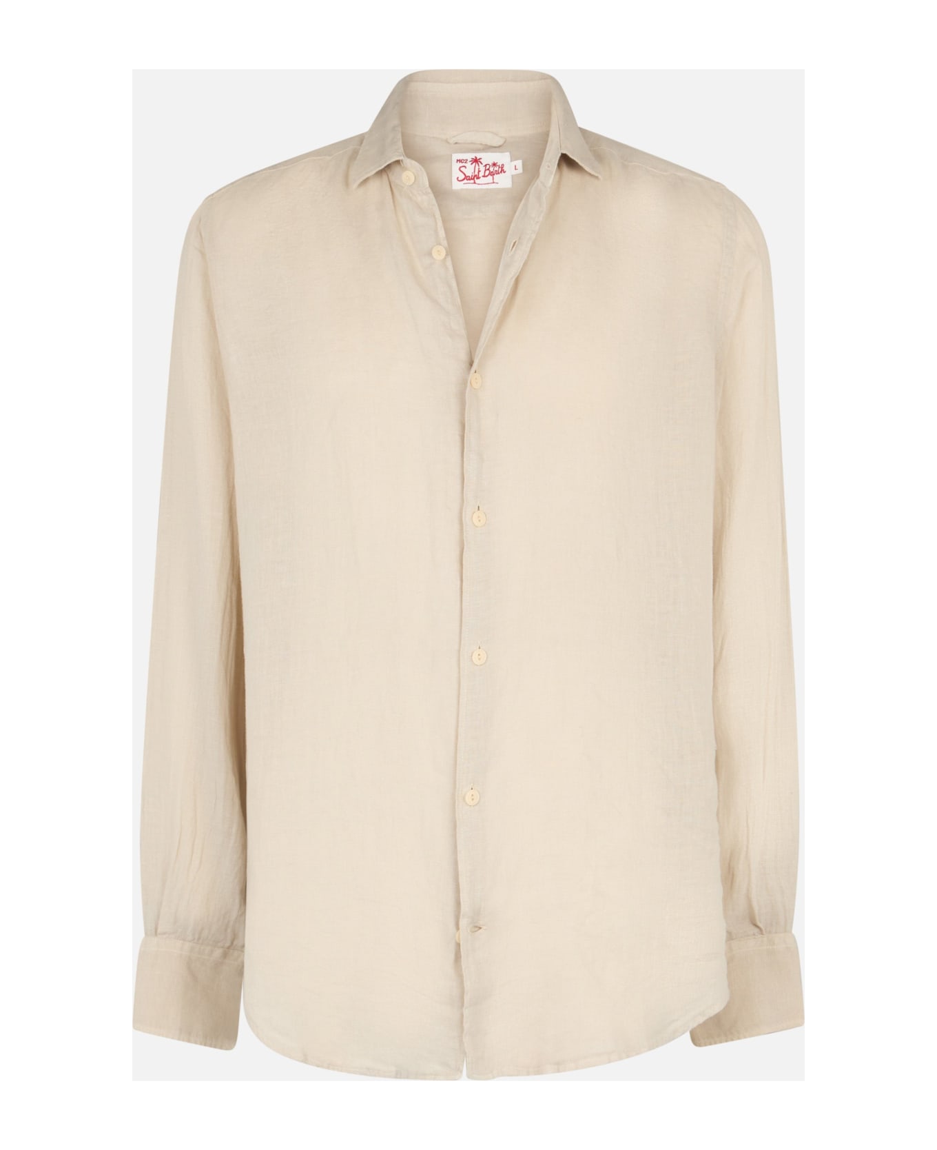 MC2 Saint Barth Man Off-white Linen Shirt Pamplona - WHITE