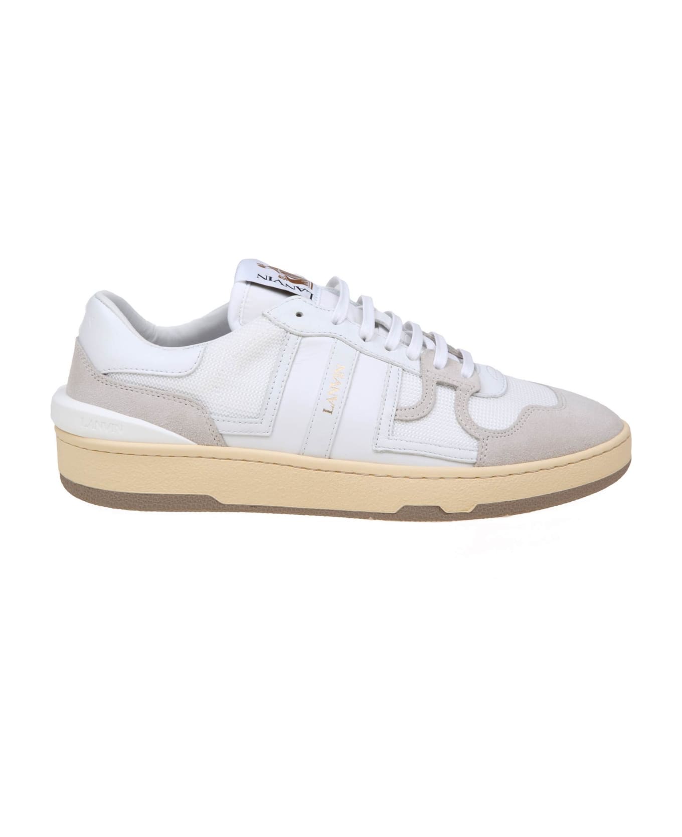 Lanvin Clay Low Top Sneakers In Mesh And Suede Color White - White